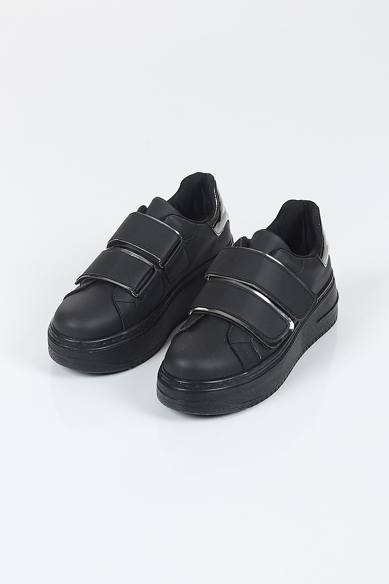 Siyah Hologram Detay  Bantlı Spor Ayakkabı 100876