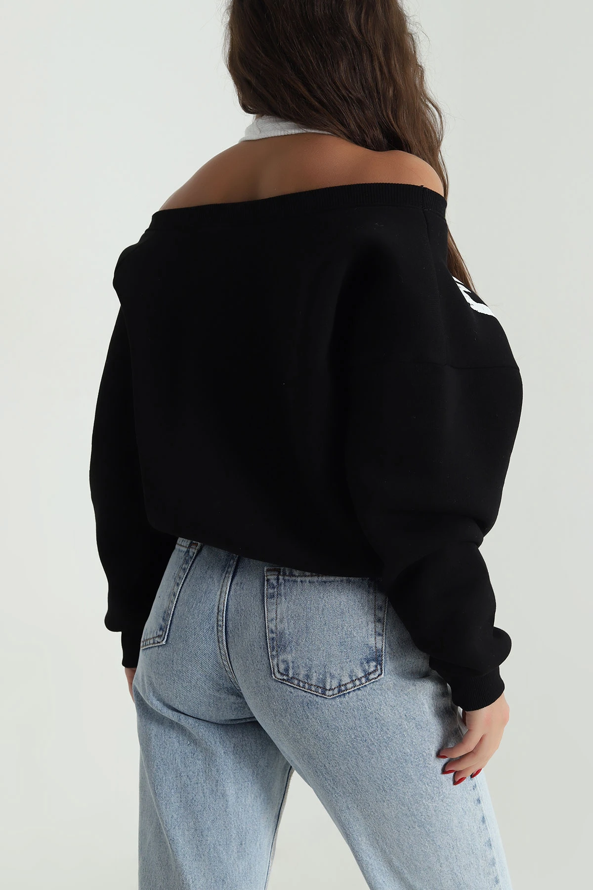 Siyah İç Atletli Şardonlu Kadın Sweat 489128