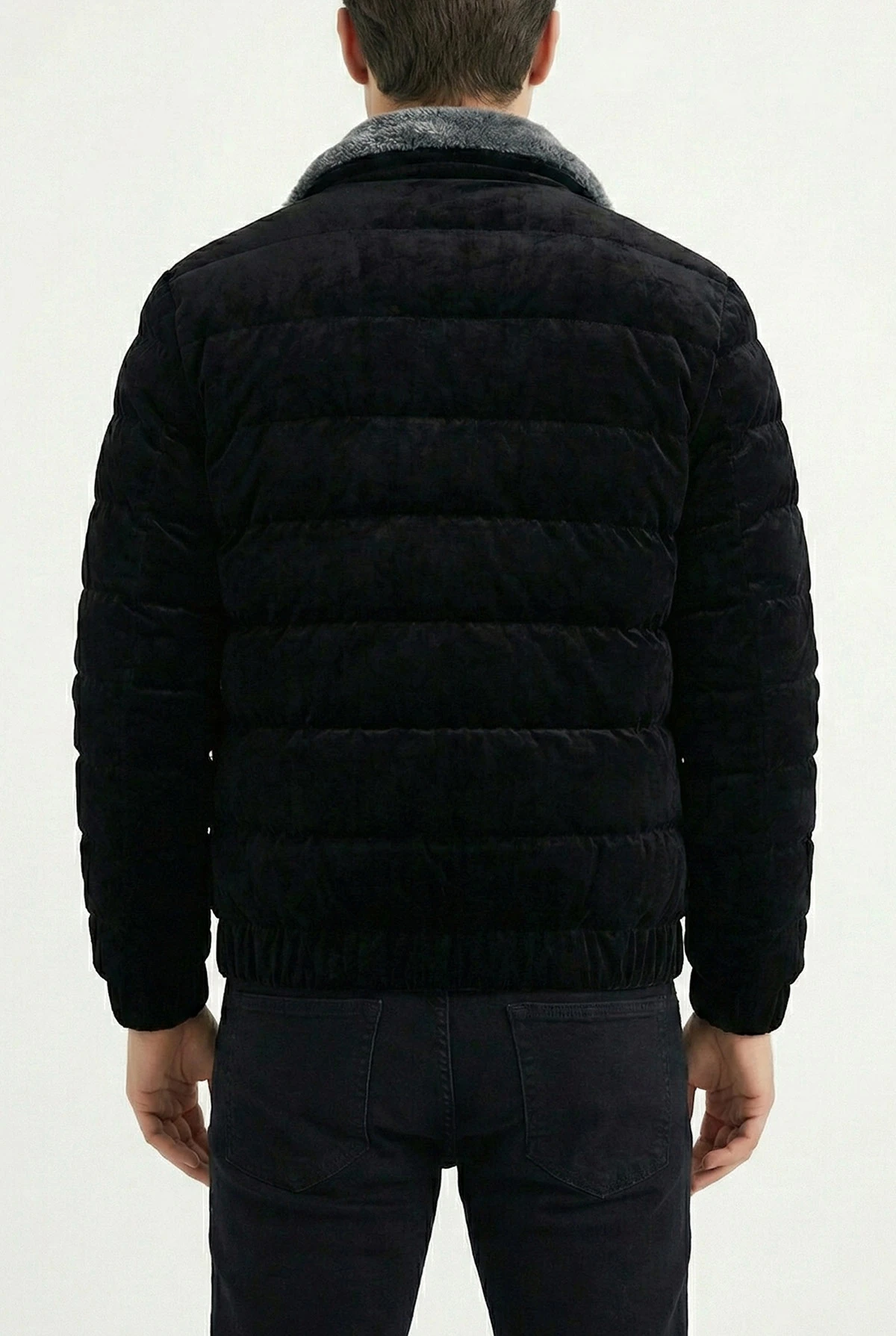 Siyah İçi Astarlı Bel Lastikli Dolgulu Erkek Şişme Mont 418893