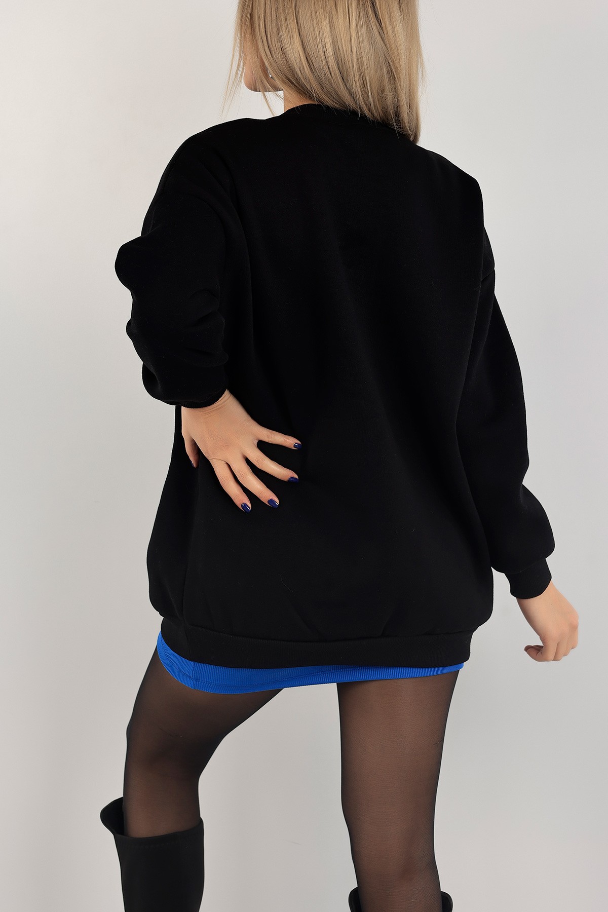 Siyah İçi Şardonlu Baskılı Bayan Sweat 139520