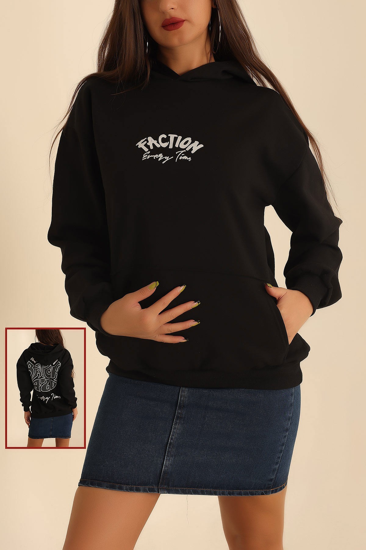 Siyah İçi Şardonlu Baskılı Sweat 201690