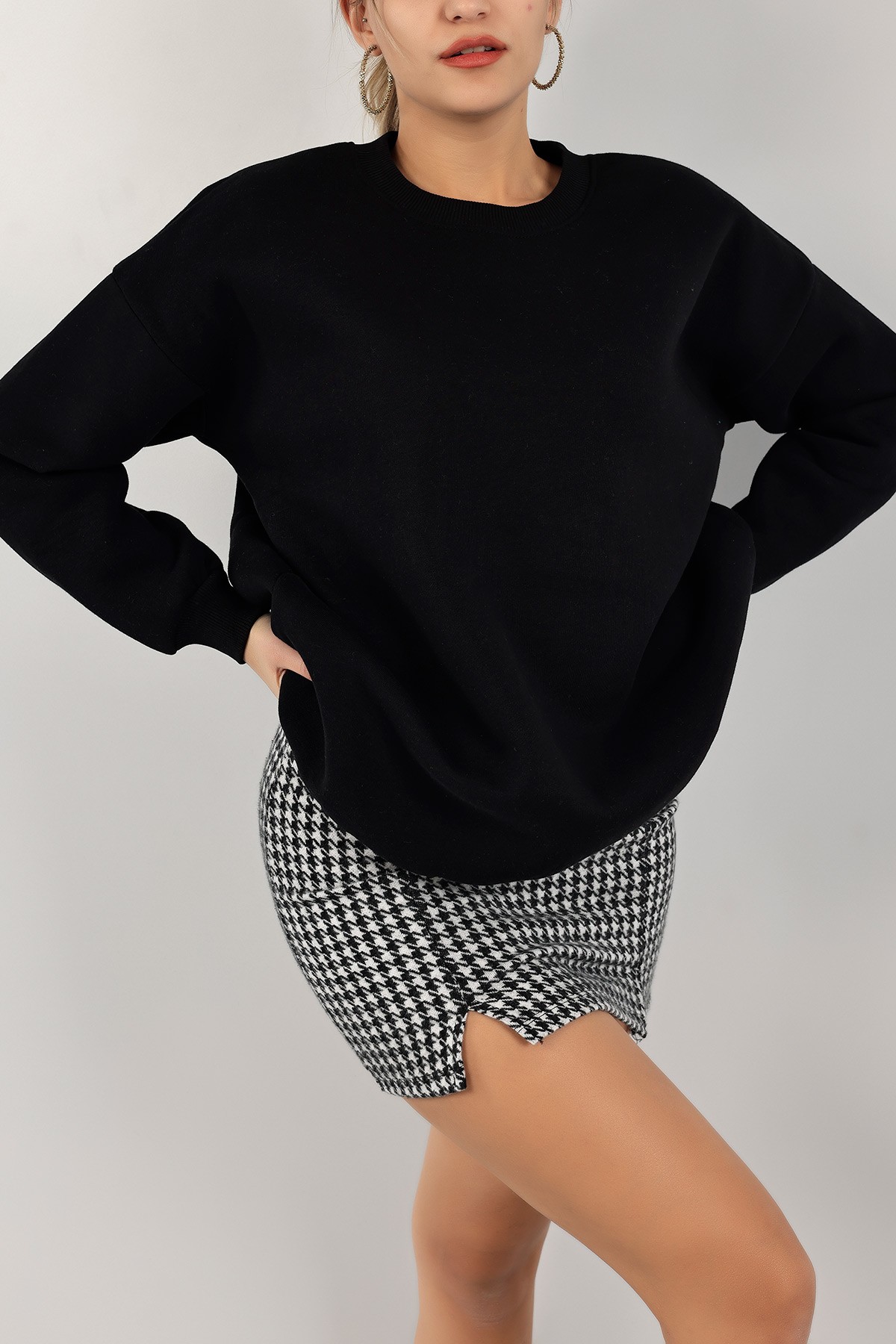 Siyah İçi Şardonlu Bayan Sweat 142961