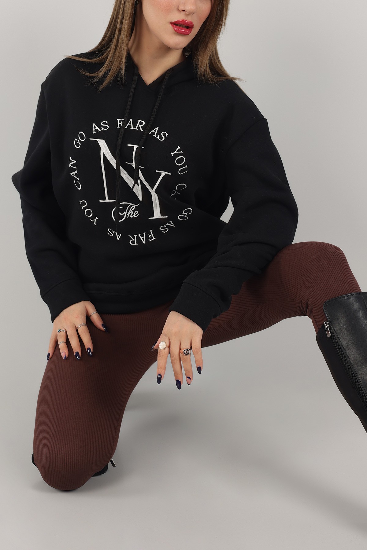 Siyah İçi Şardonlu Bayan Sweat -T 149388