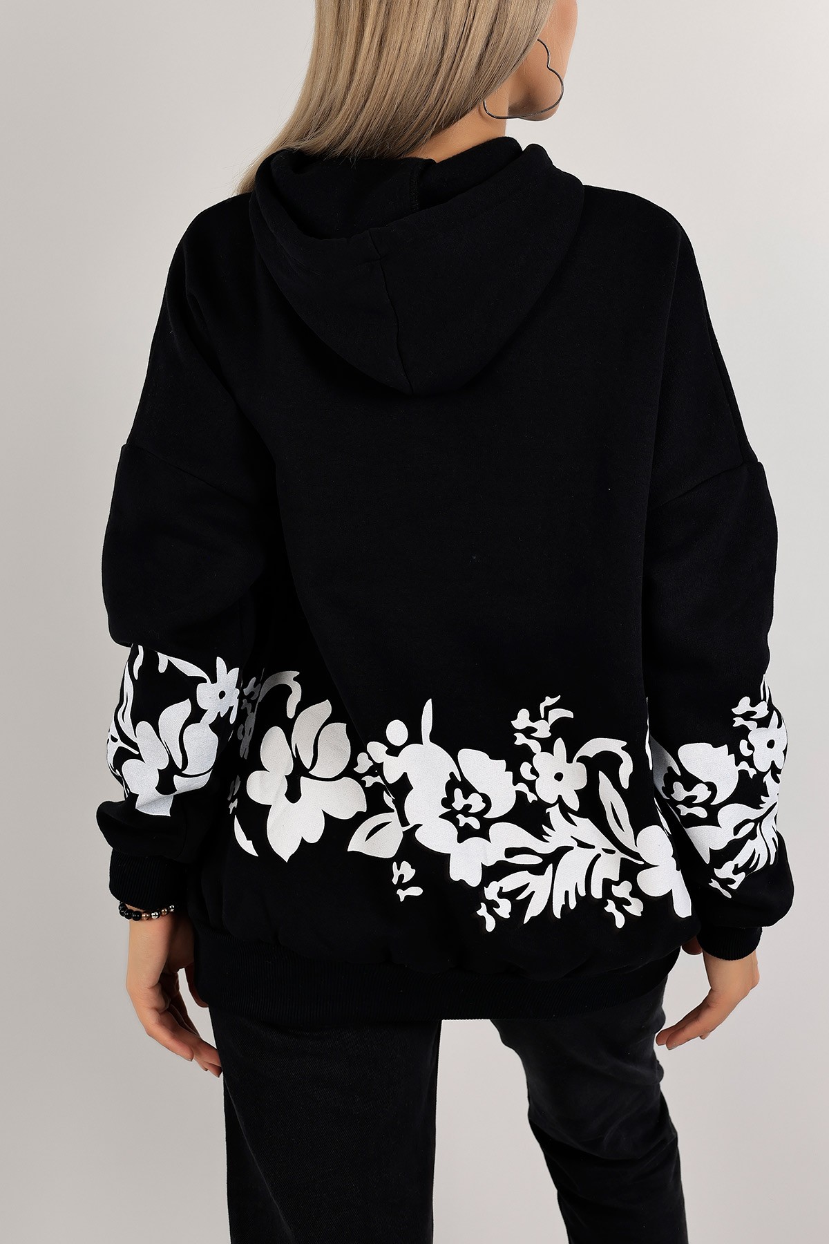 Siyah İçi Şardonlu Kapüşonlu Bayan Sweat 134883