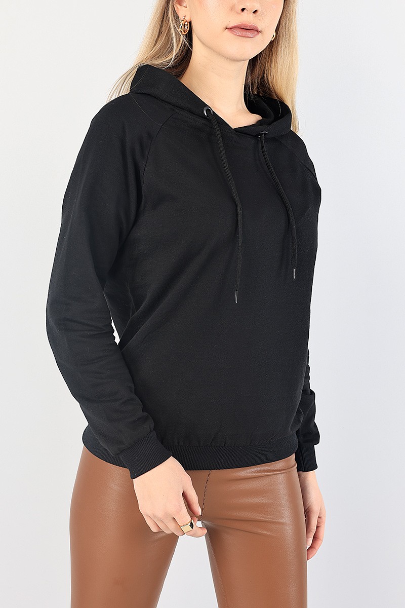 Siyah İçi Şardonlu Kapüşonlu Bayan Sweat 87743