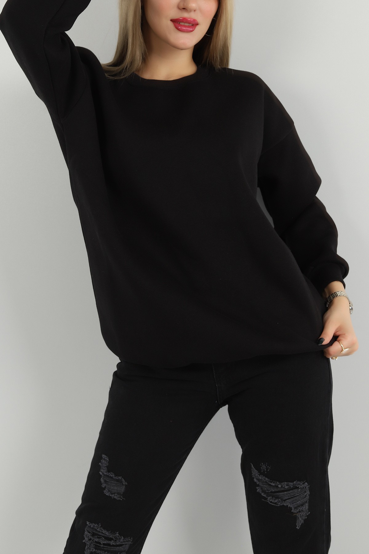 Siyah İçi Şardonlu Sweat Tunik 148237