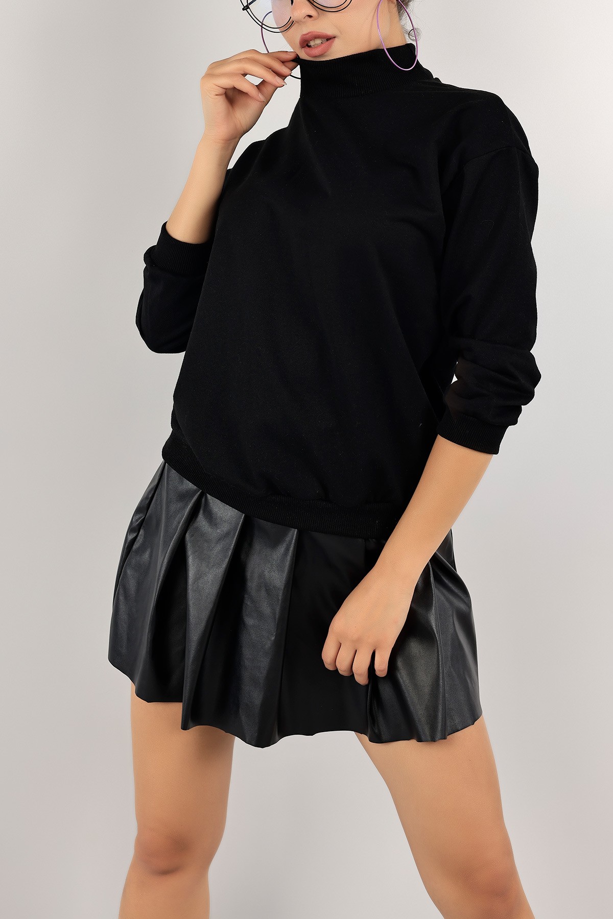 Siyah İki İp Balıkçı Bayan Sweat 127896