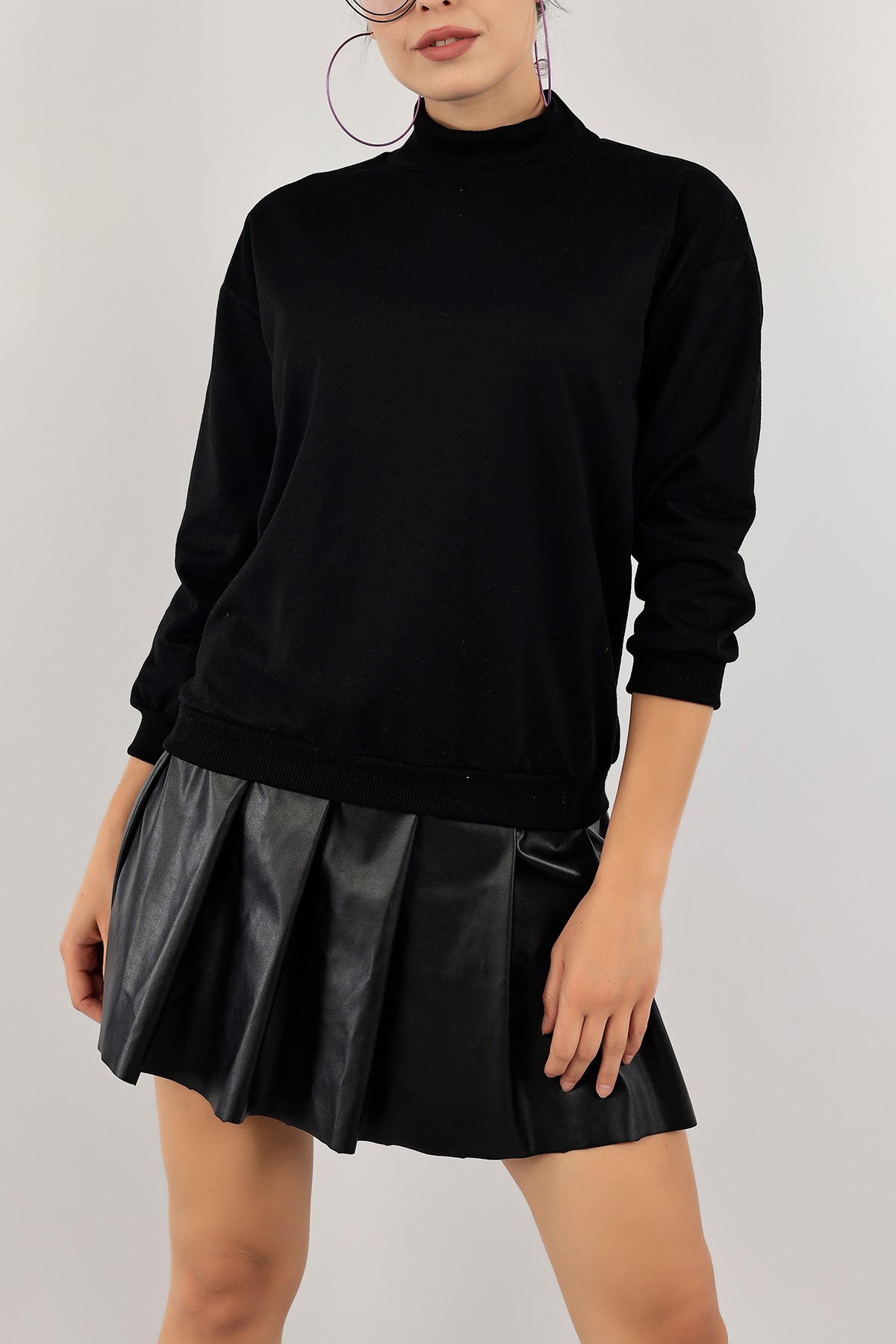 Siyah İki İp Balıkçı Bayan Sweat 127896