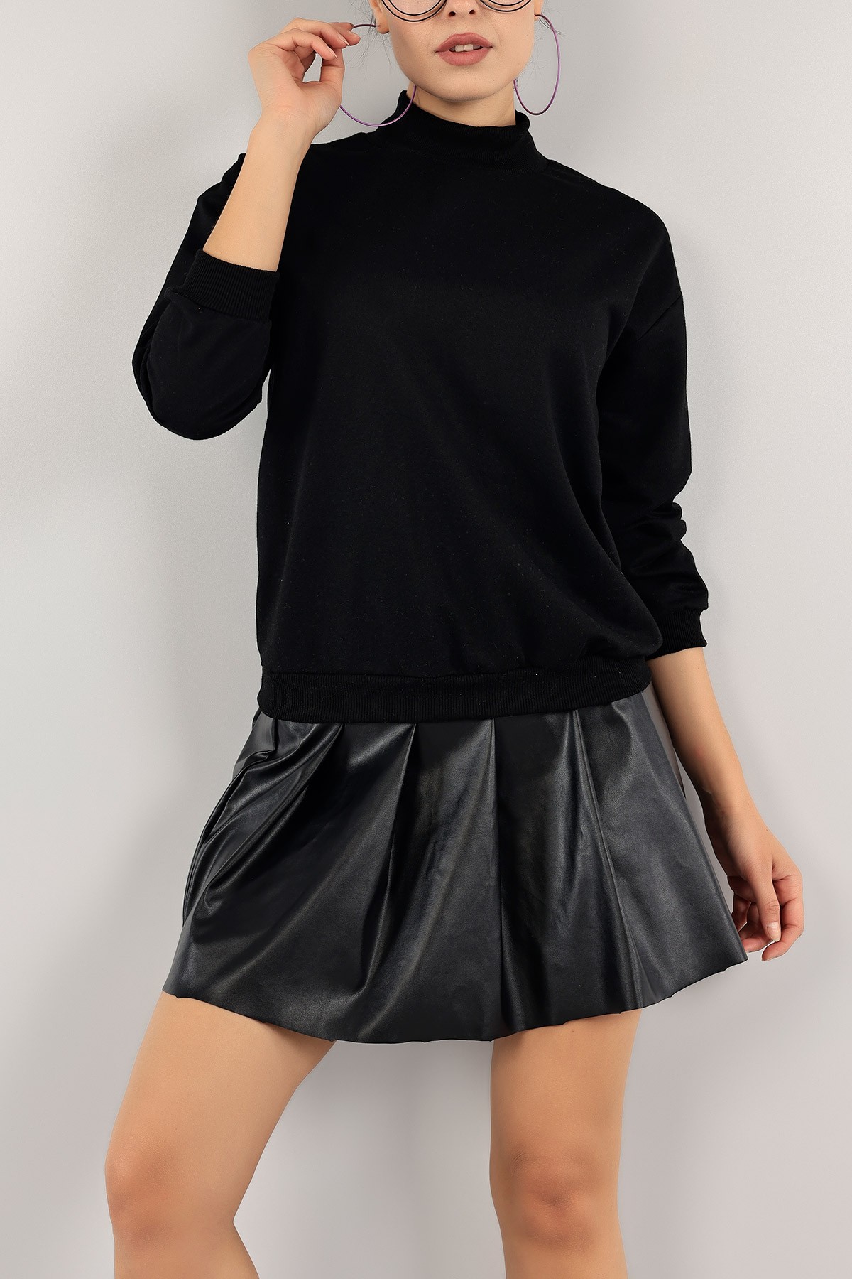 Siyah İki İp Balıkçı Bayan Sweat 127896