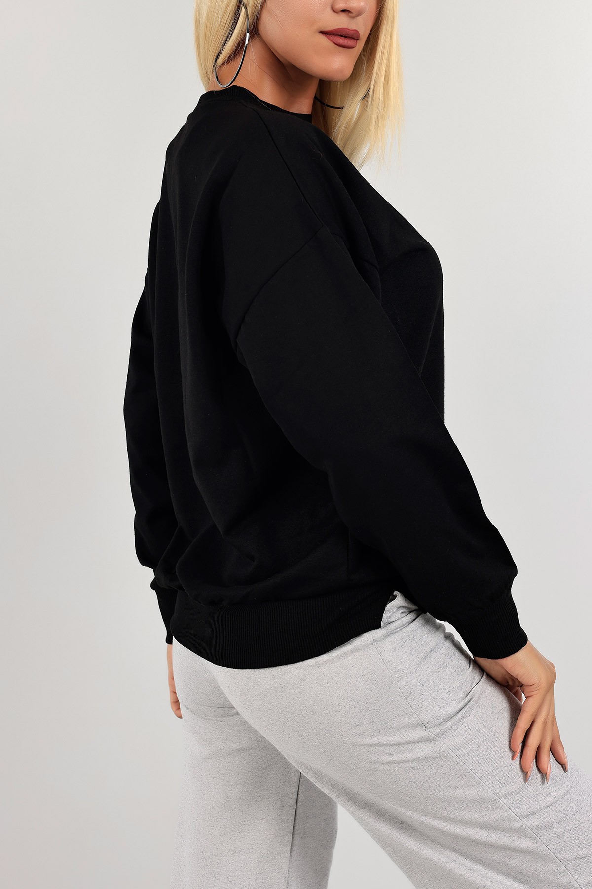 Siyah İki İp Bayan Sweat 126645