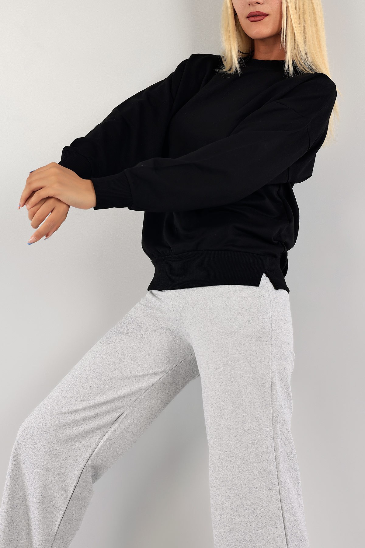 Siyah İki İp Bayan Sweat 126645