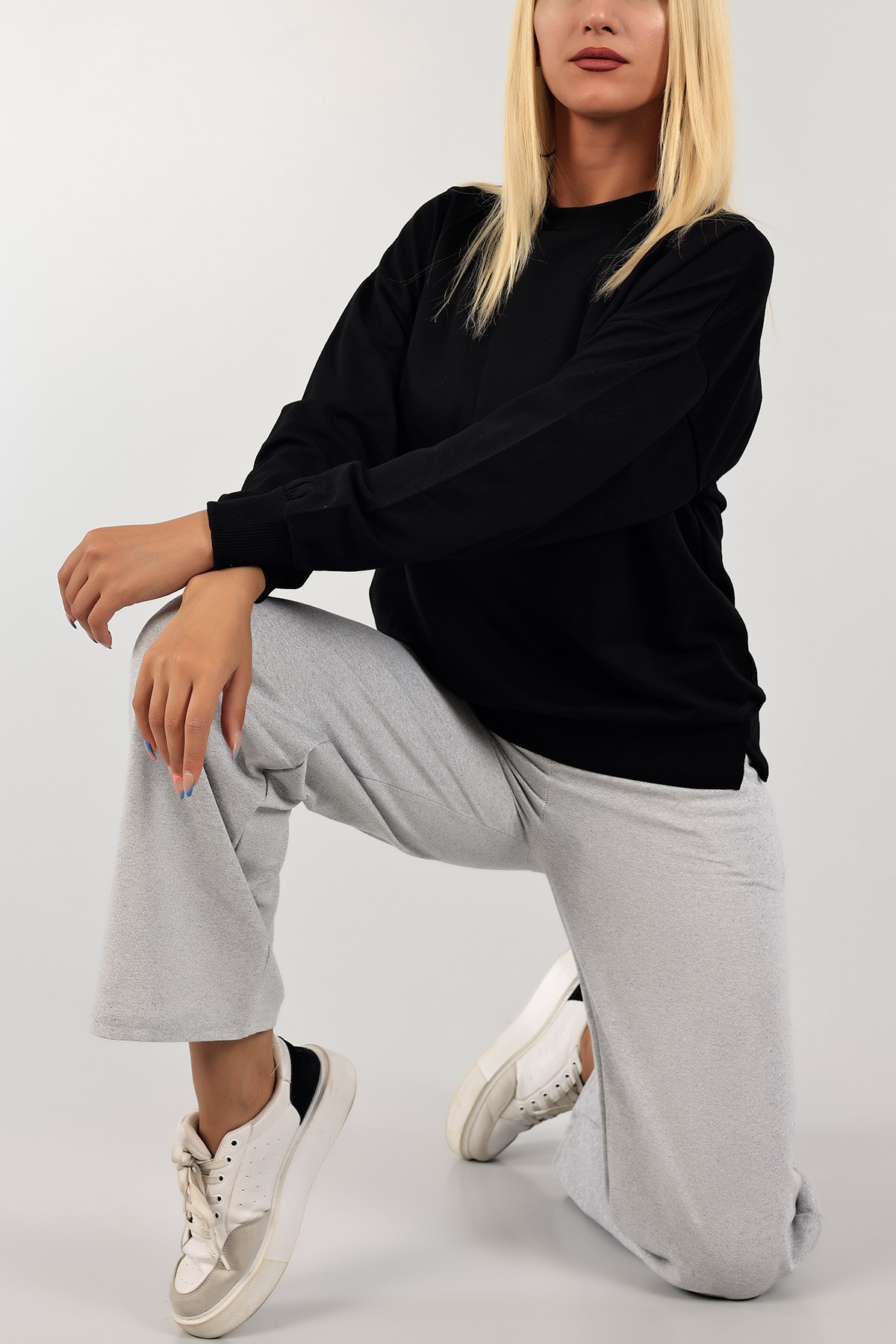 Siyah İki İp Bayan Sweat 126645