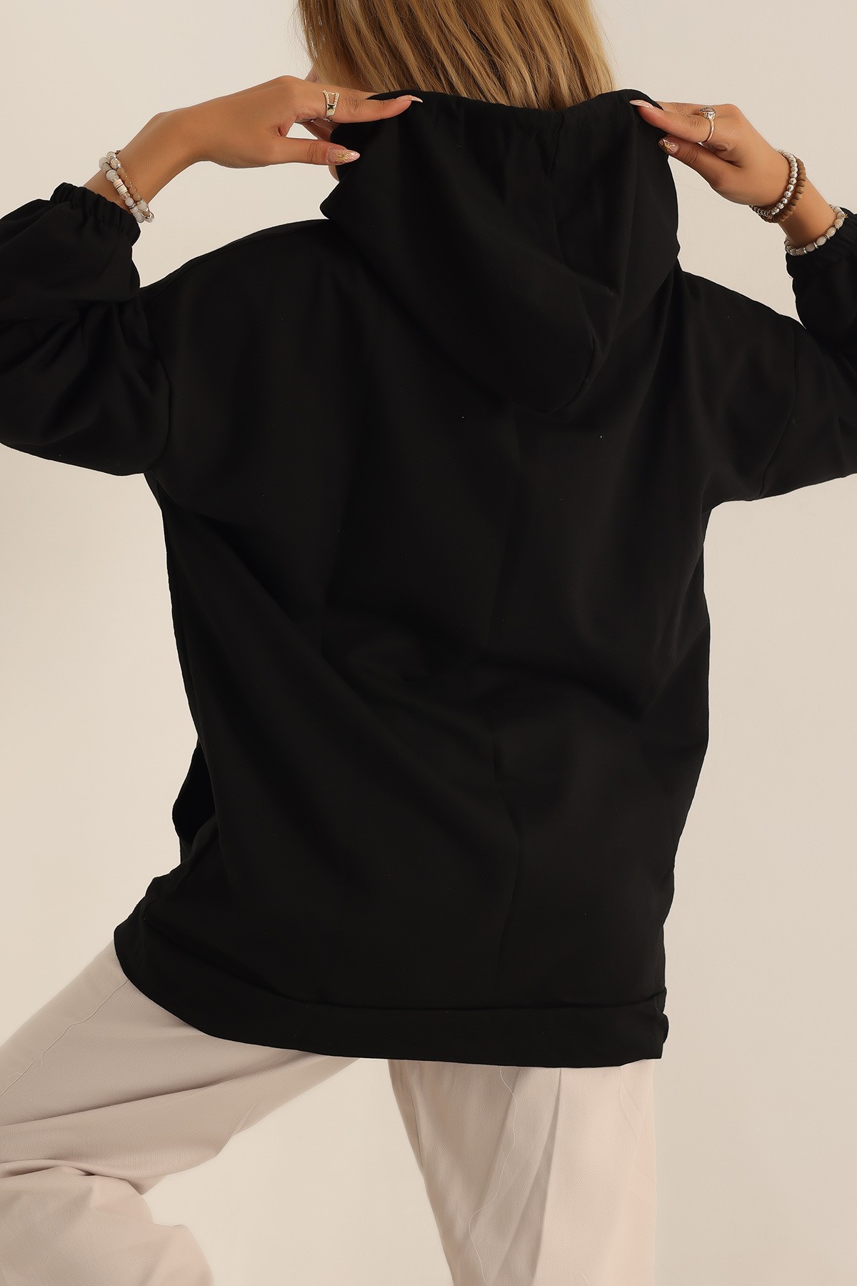 Siyah İki İp Bayan Sweat 195615