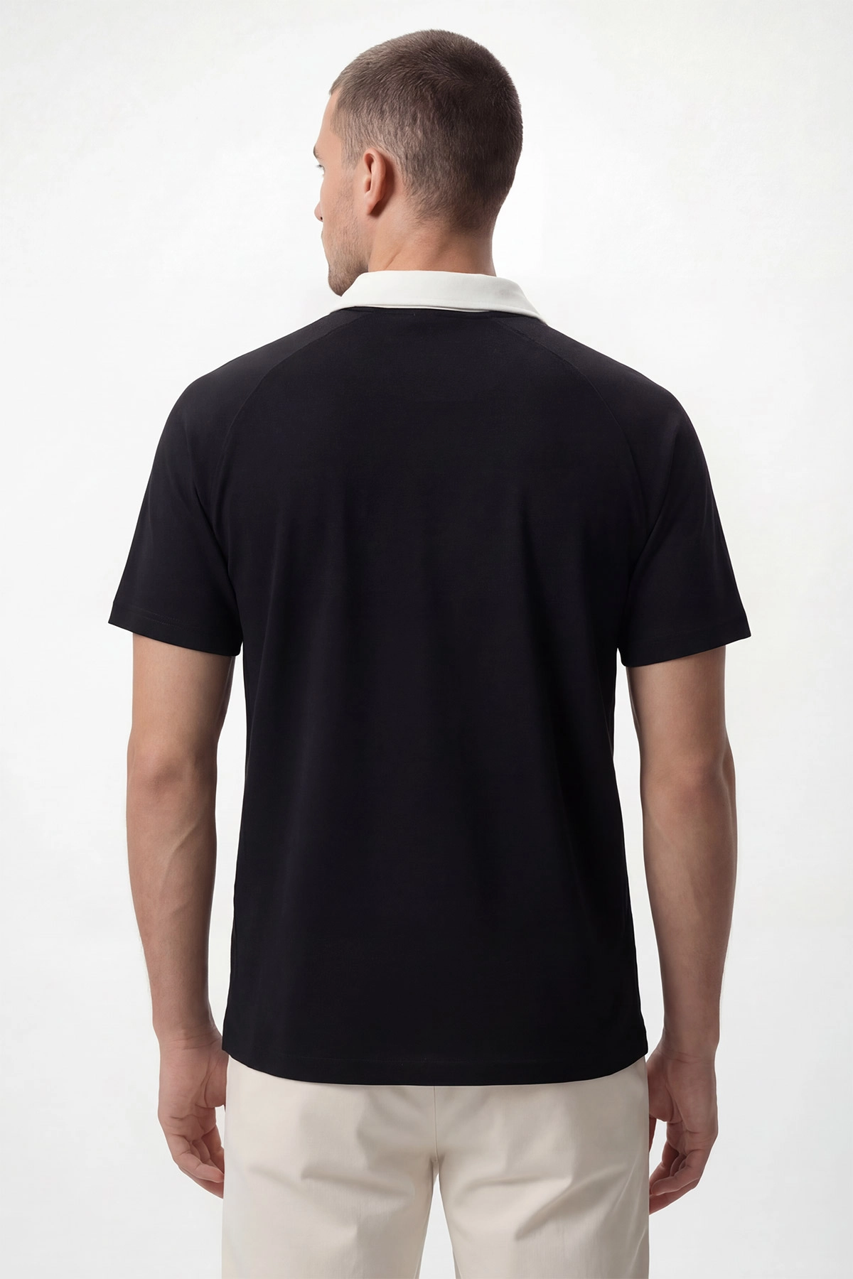 Siyah İki İp Polo Yaka Çıt Çıtlı Erkek Tişört 435087