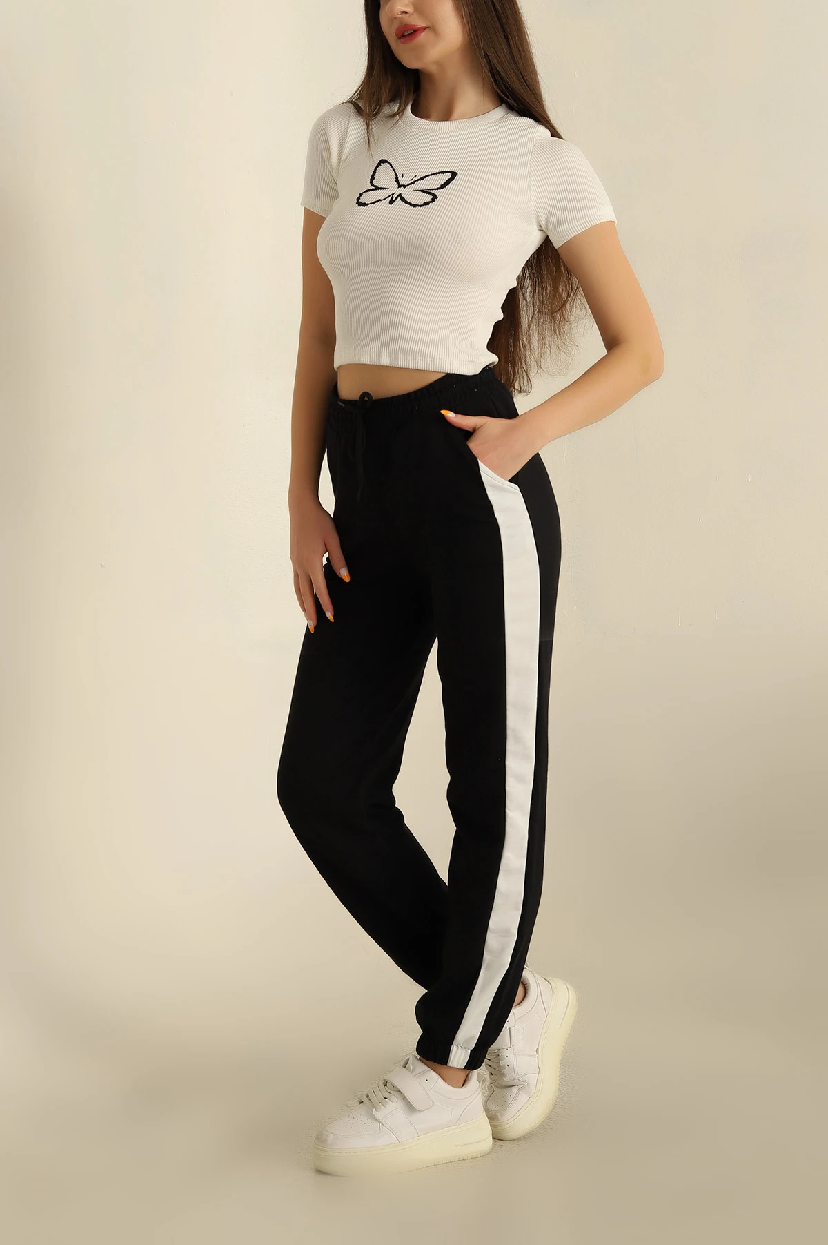 Siyah İki İp Şeritli Bayan Alt 262673