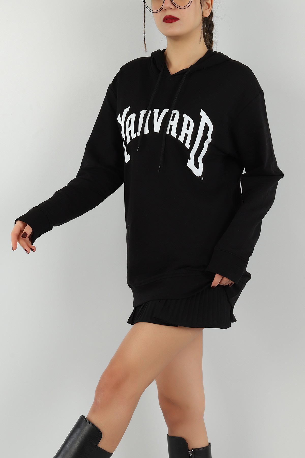 Siyah İki İplik Şardonlu Bayan Sweat 149131