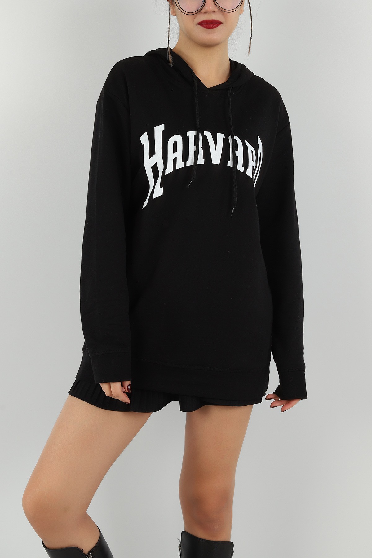 Siyah İki İplik Şardonlu Bayan Sweat 149131