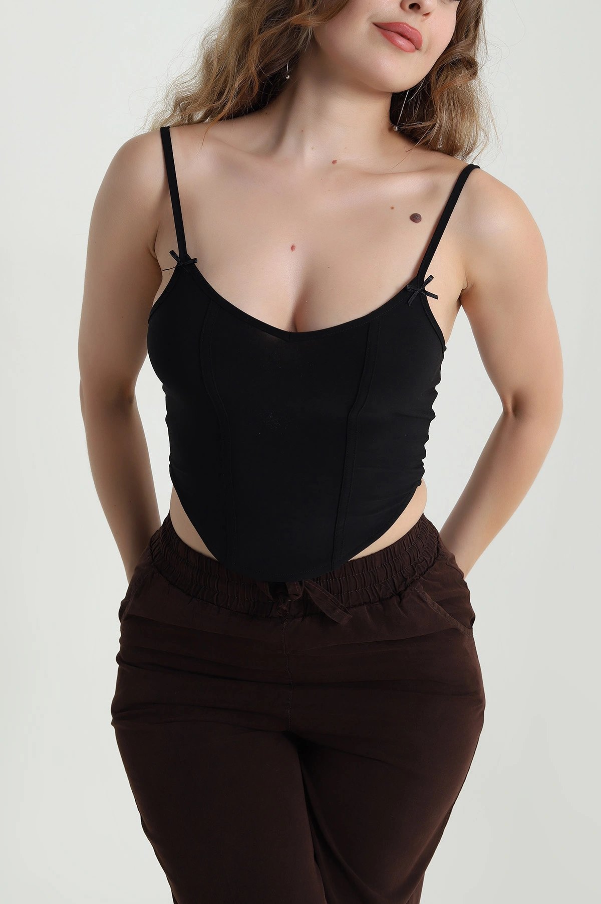Siyah İp Askılı Sandy Kadın Bluz 479917