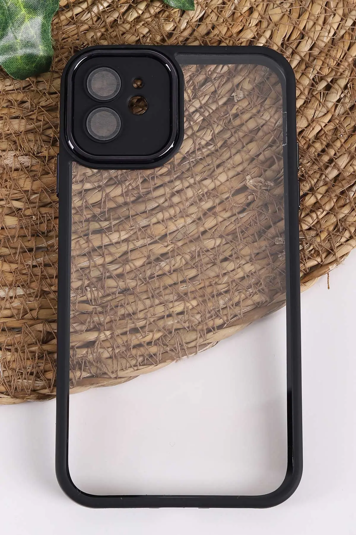 Siyah İphone 11 Uyumlu Şeffaf Kamera Korumalı Sert Silikon Telefon Kılıfı 437560