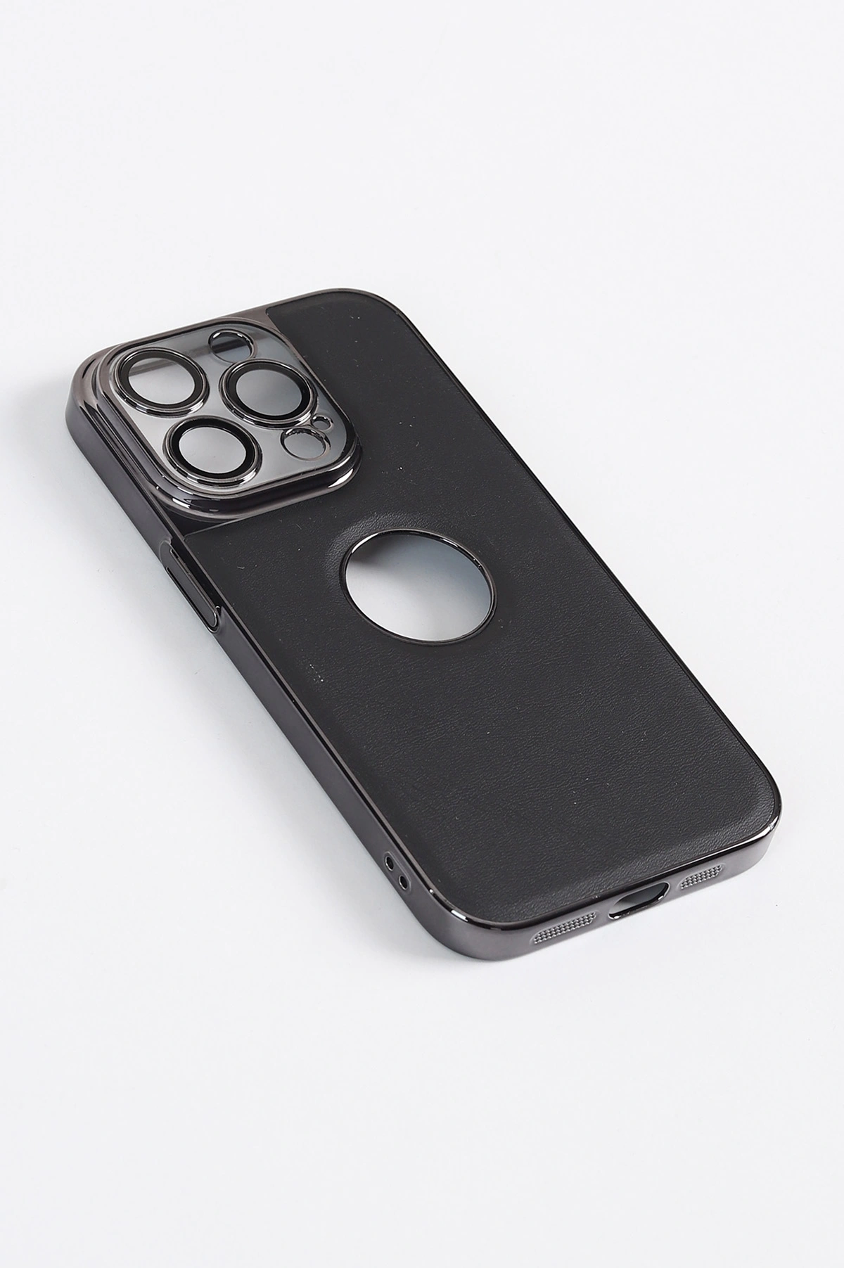 Siyah iPhone 14 Pro Uyumlu Delux Serisi Kamera Korumalı Deri Desenli Premium Telefon Kılıfı 348626
