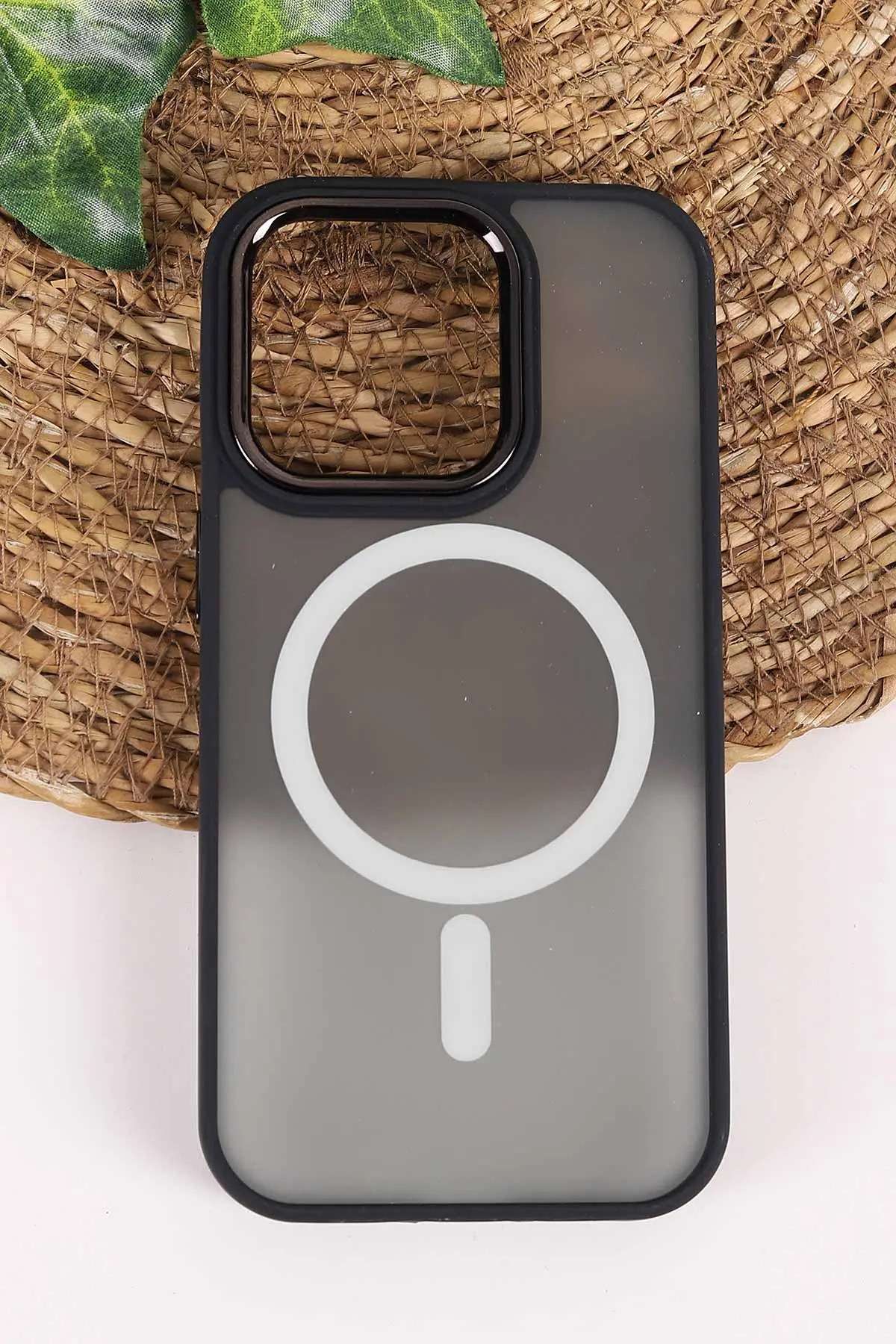 Siyah İphone 14 Pro Uyumlu Magsafe Özellikli Sert Silikon Telefon Kılıfı 458059