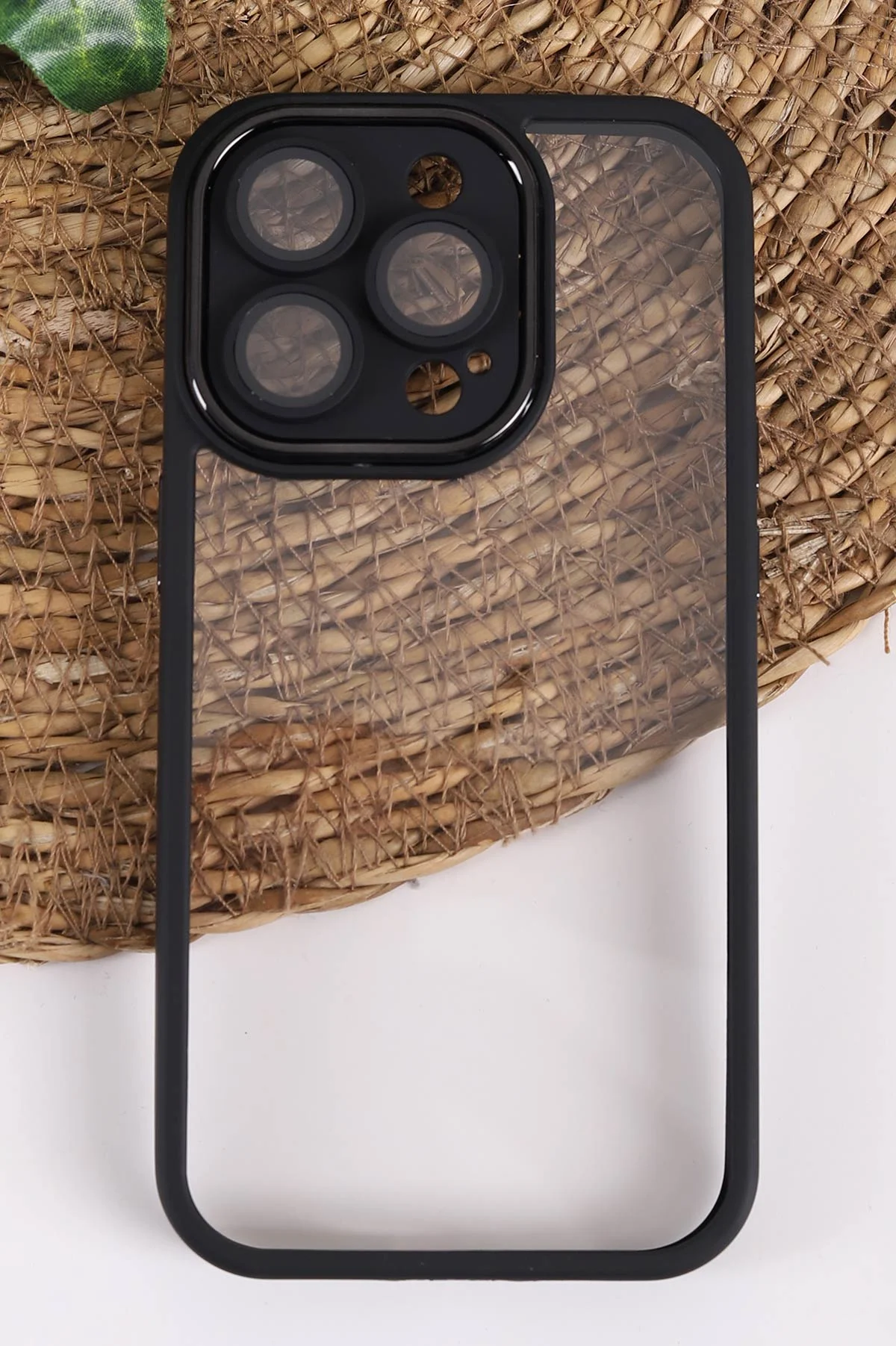 Siyah İphone 14 Pro Uyumlu Şeffaf Kamera Korumalı Sert Silikon Telefon Kılıfı 437558