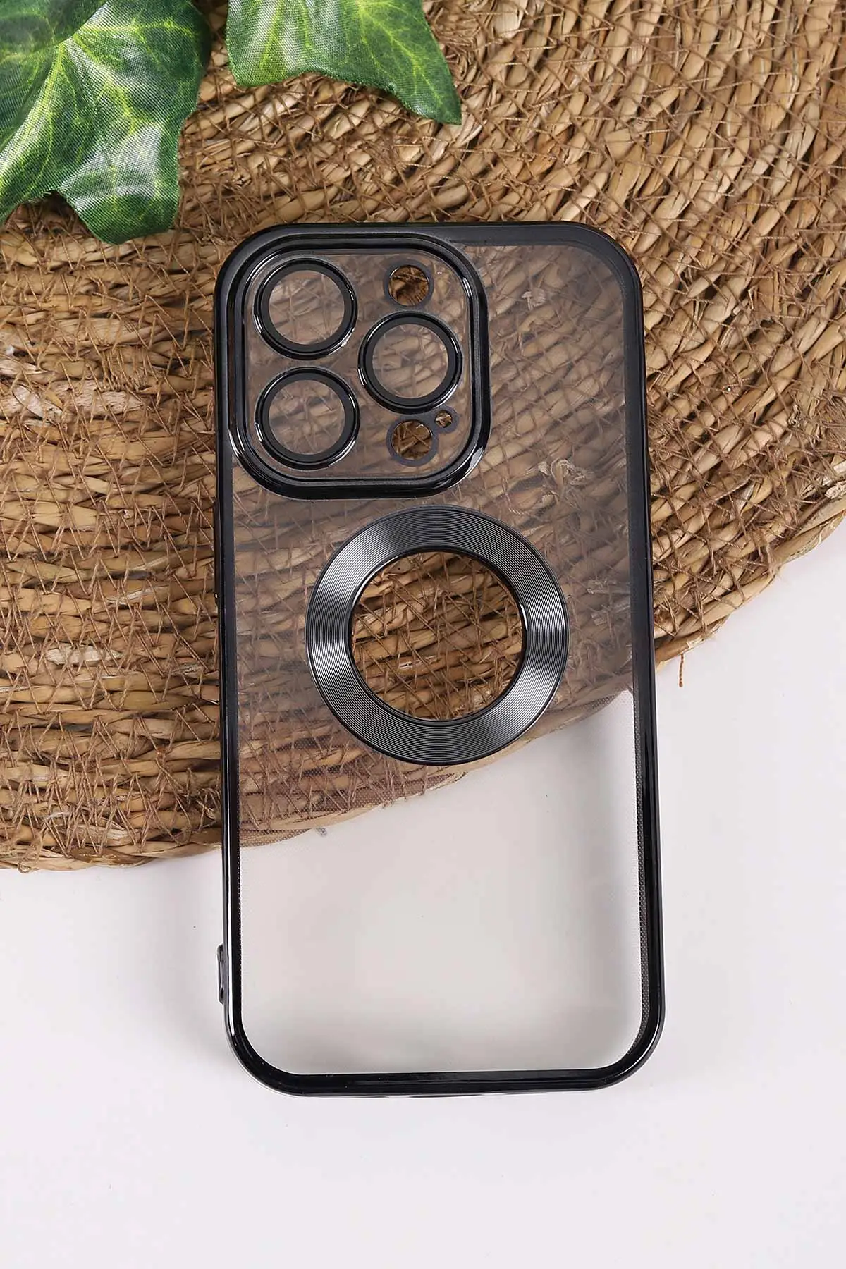 Siyah İphone 14 Pro Uyumlu Şeffaf Kamera Korumalı Silikon Telefon Kılıfı 437545