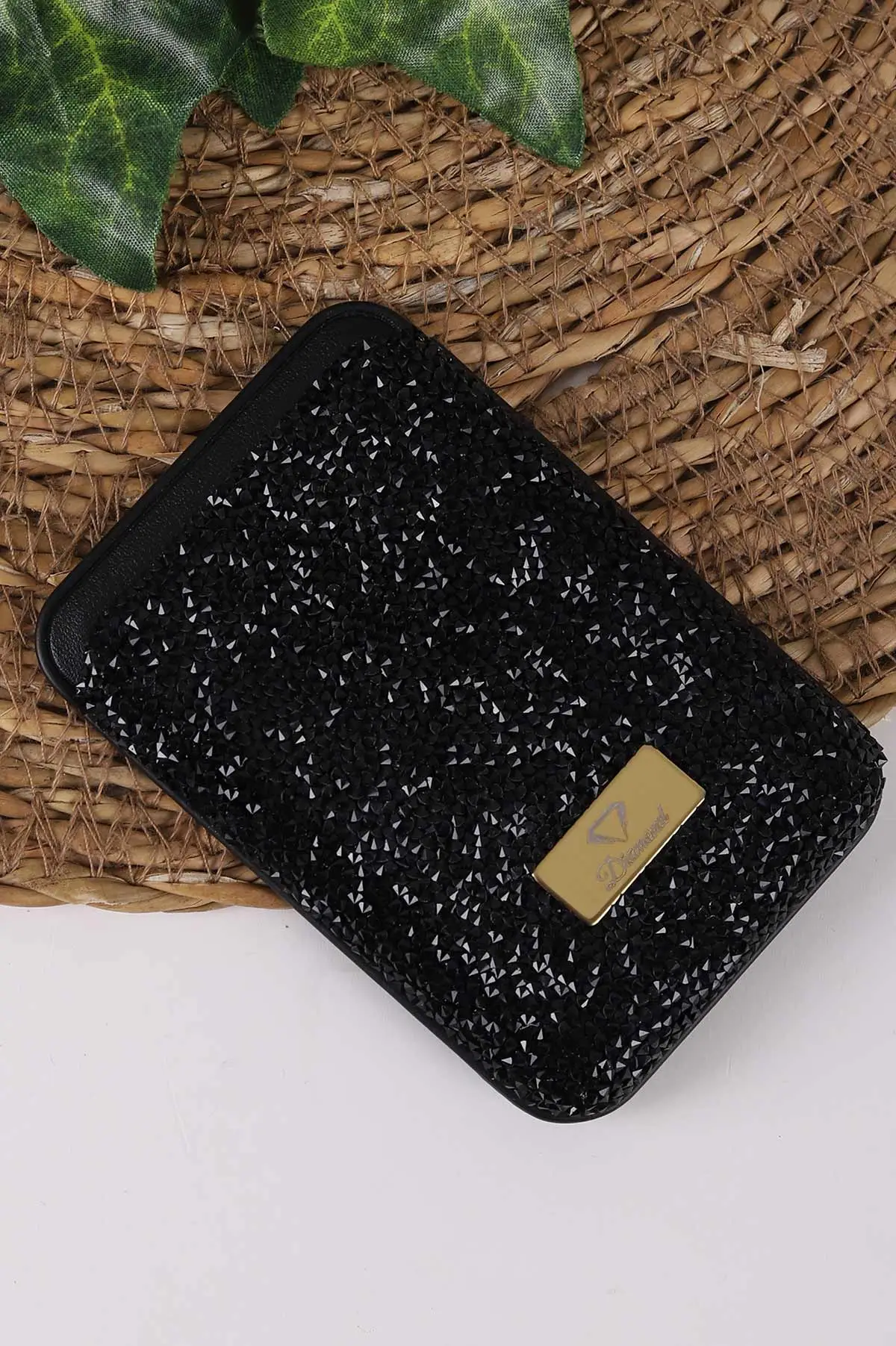 Siyah Iphone Uyumlu Diamond Wallet Case - Taşlı Magsafe Kartlık - Telefon Kartlığı 431865