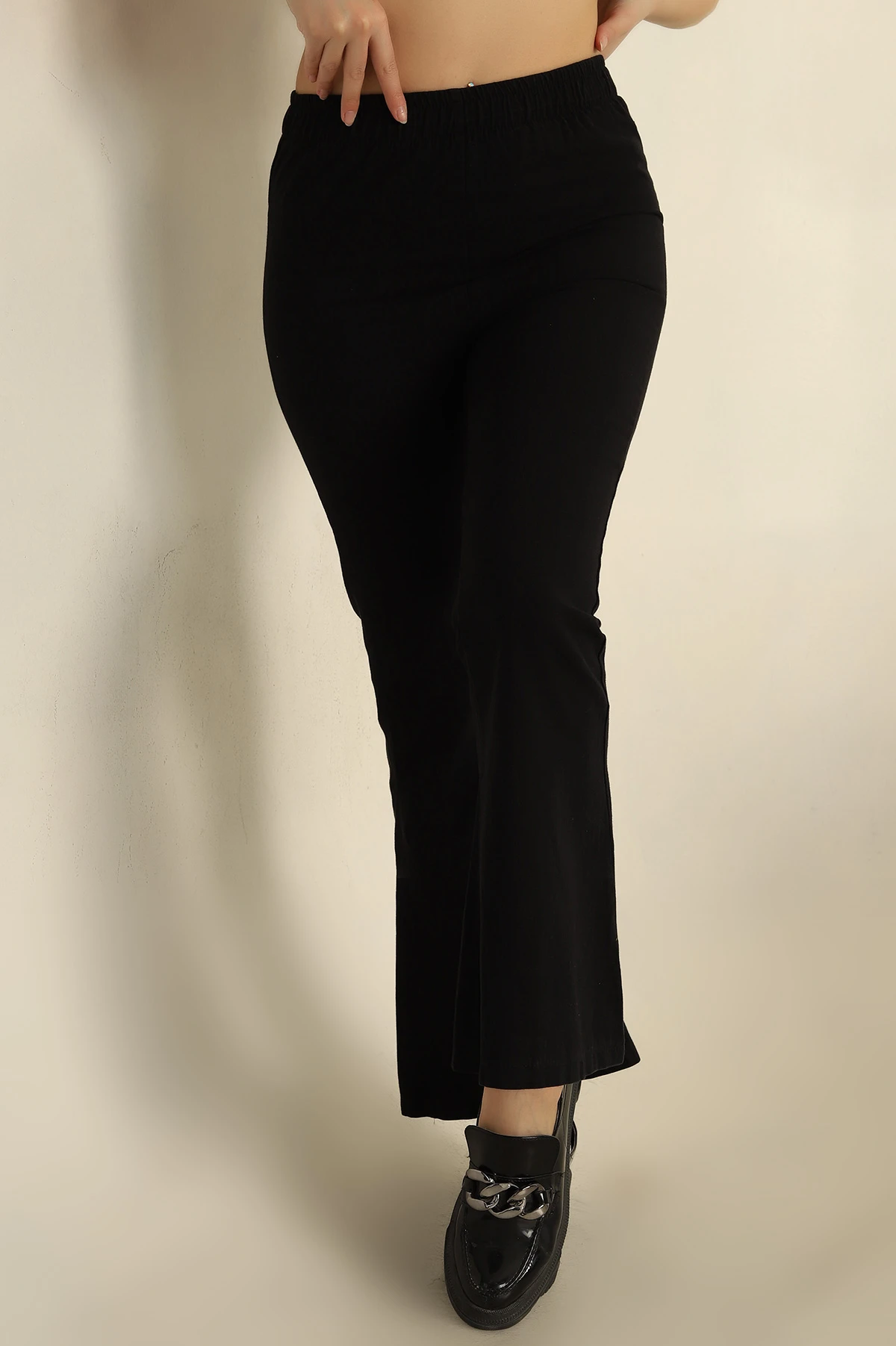 Siyah İspanyol Paça Gabardin Pantolon 258630
