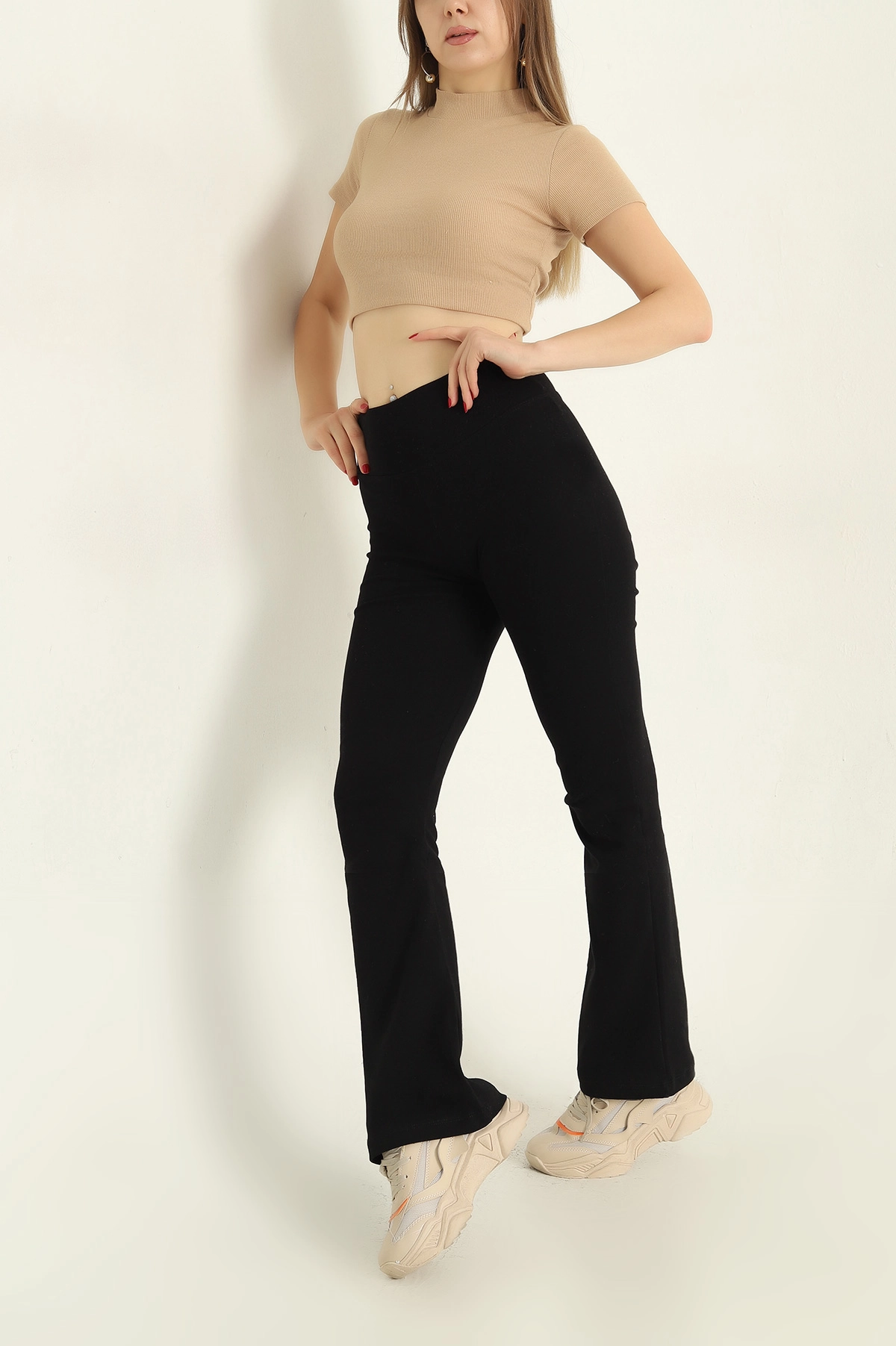 Siyah İspanyol Paça Örme Alt 329566