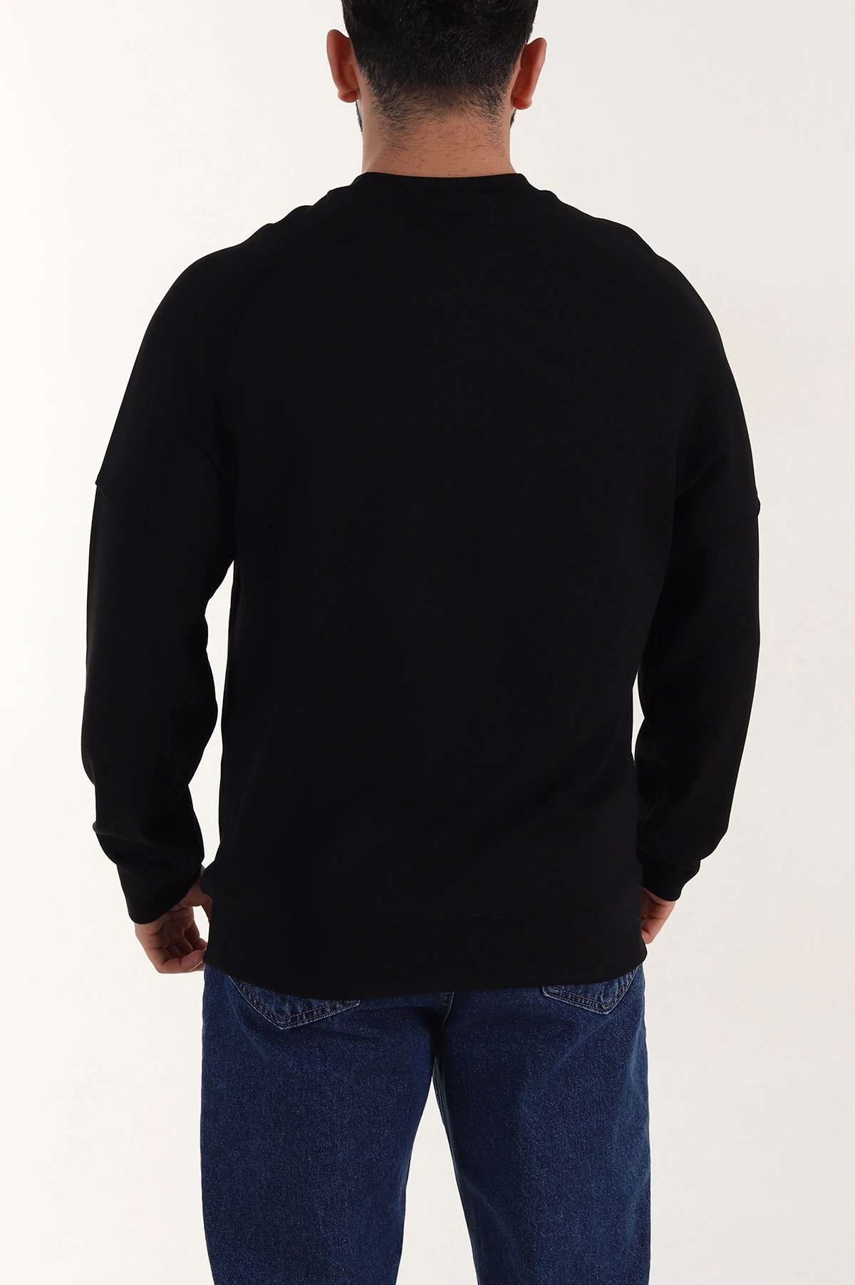 Siyah Kabartma Yazılı Bisiklet Yaka Erkek Sweatshirt 396890