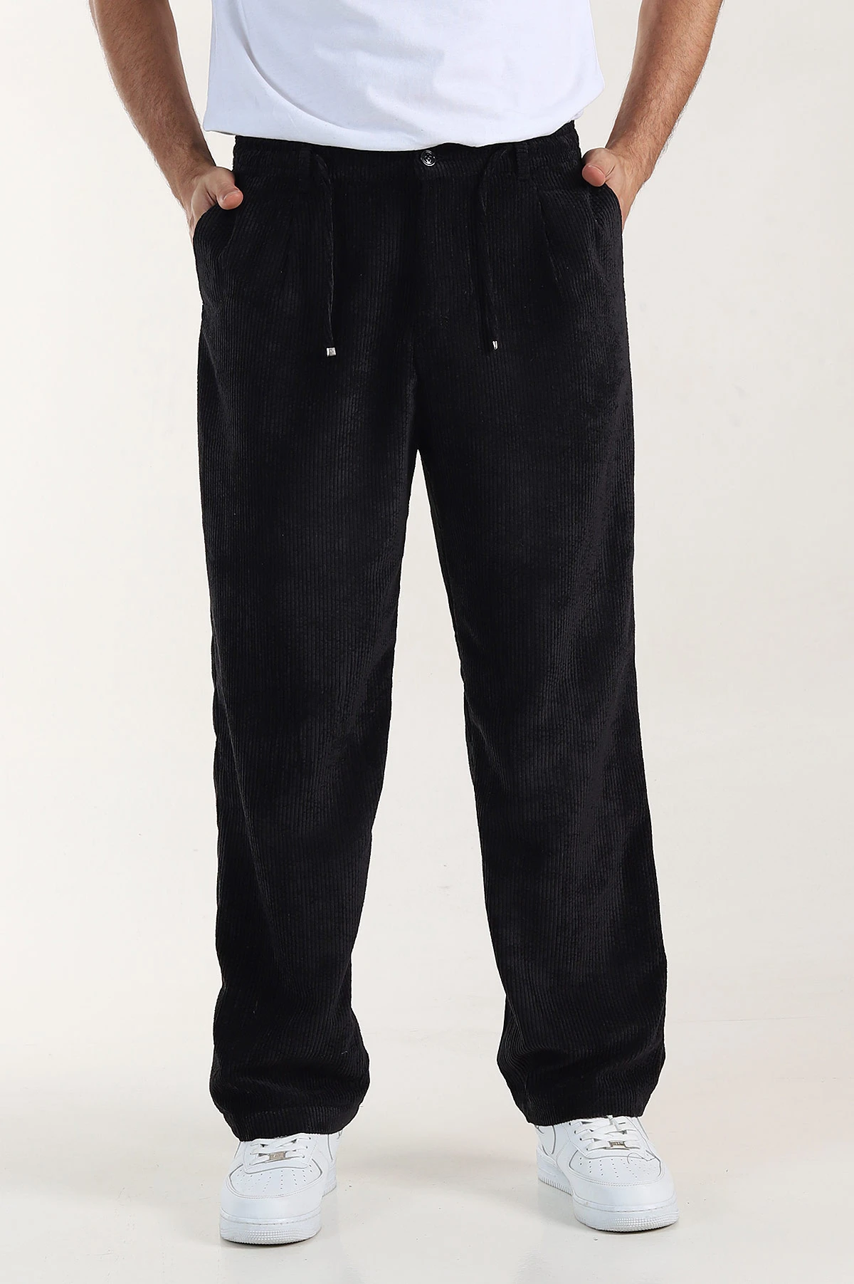 Siyah Kadife Kumaş Baggy Erkek Pantolon 409151