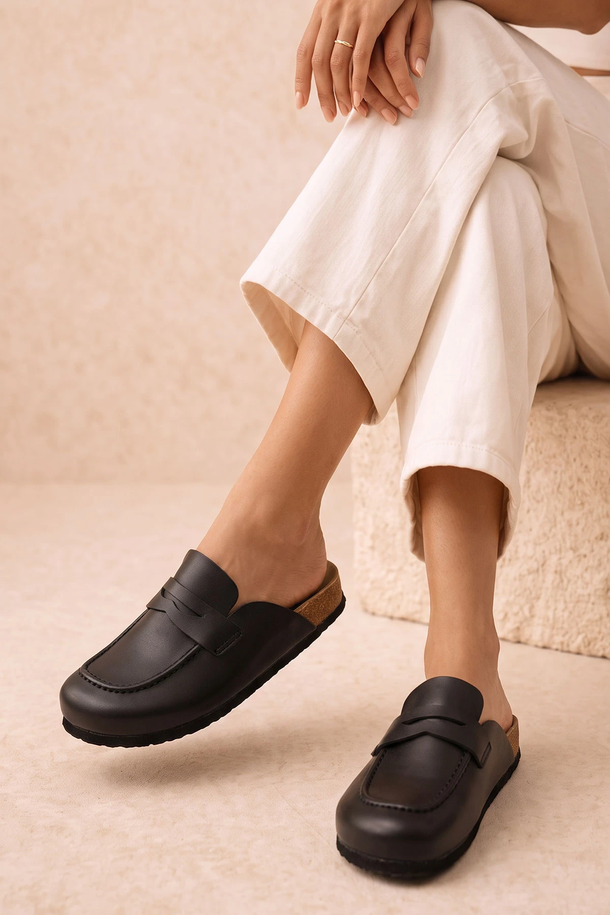 Siyah Kadın Loafer Terlik 500438