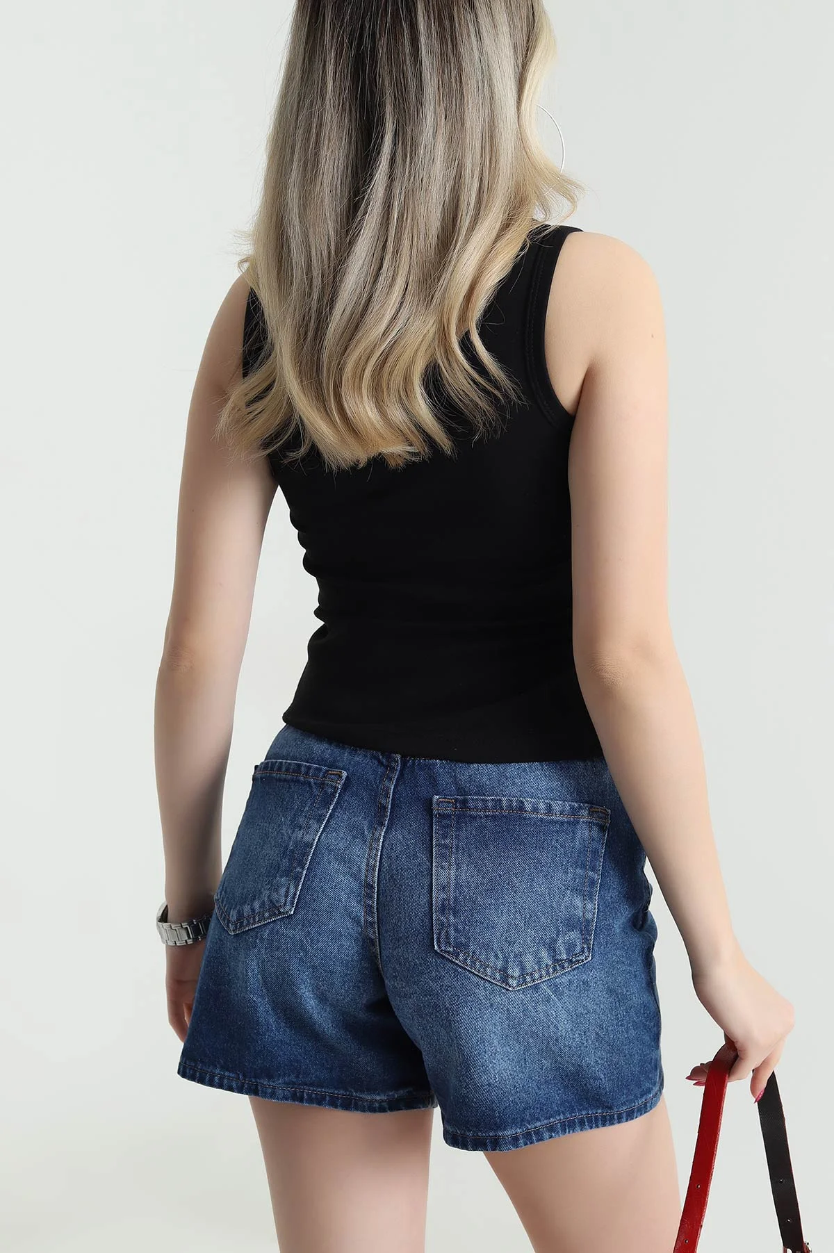 Siyah Kalp Nakışlı Kadın Atlet 475692