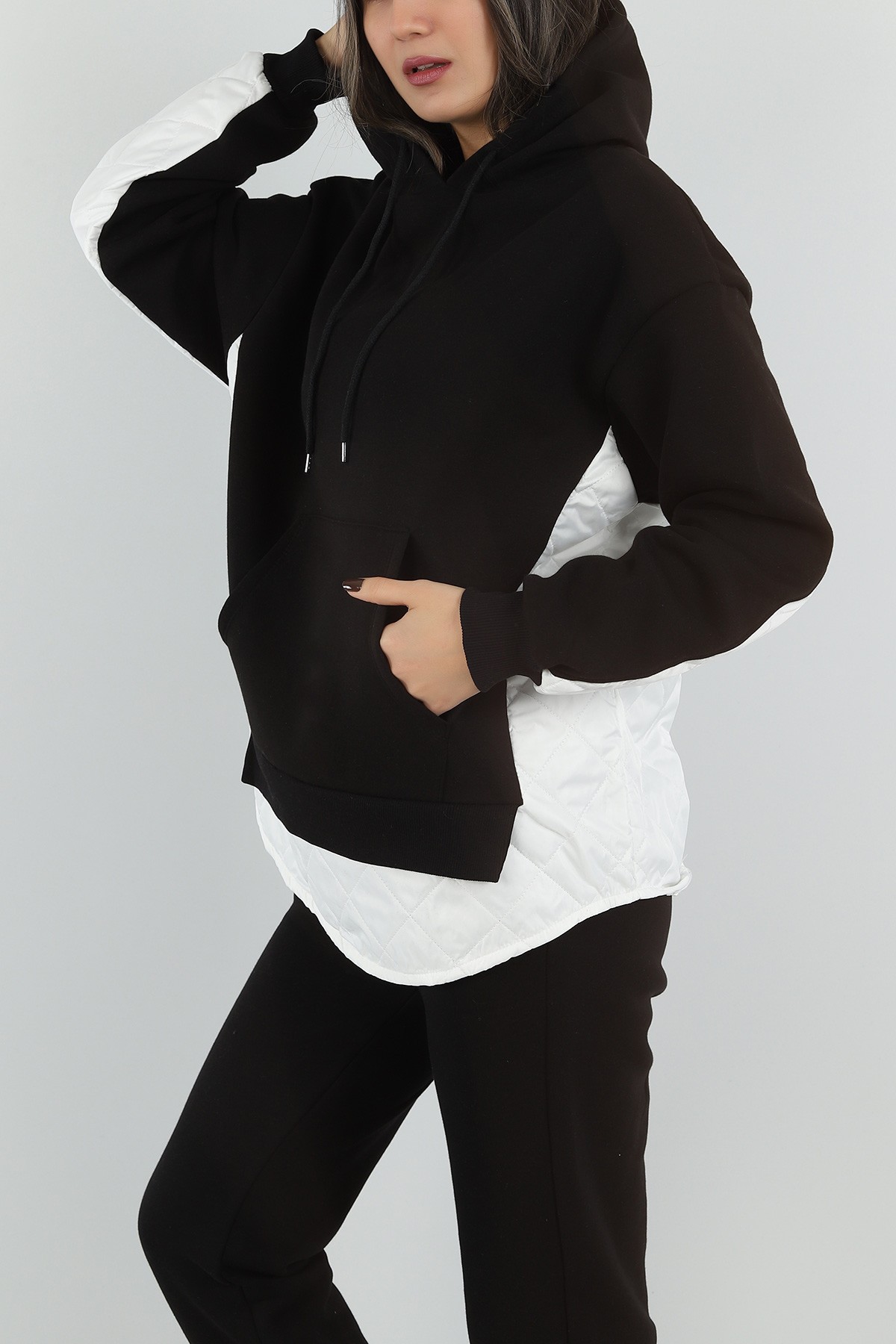 Siyah Kapitone Garnili Şardonlu Sweat 149902