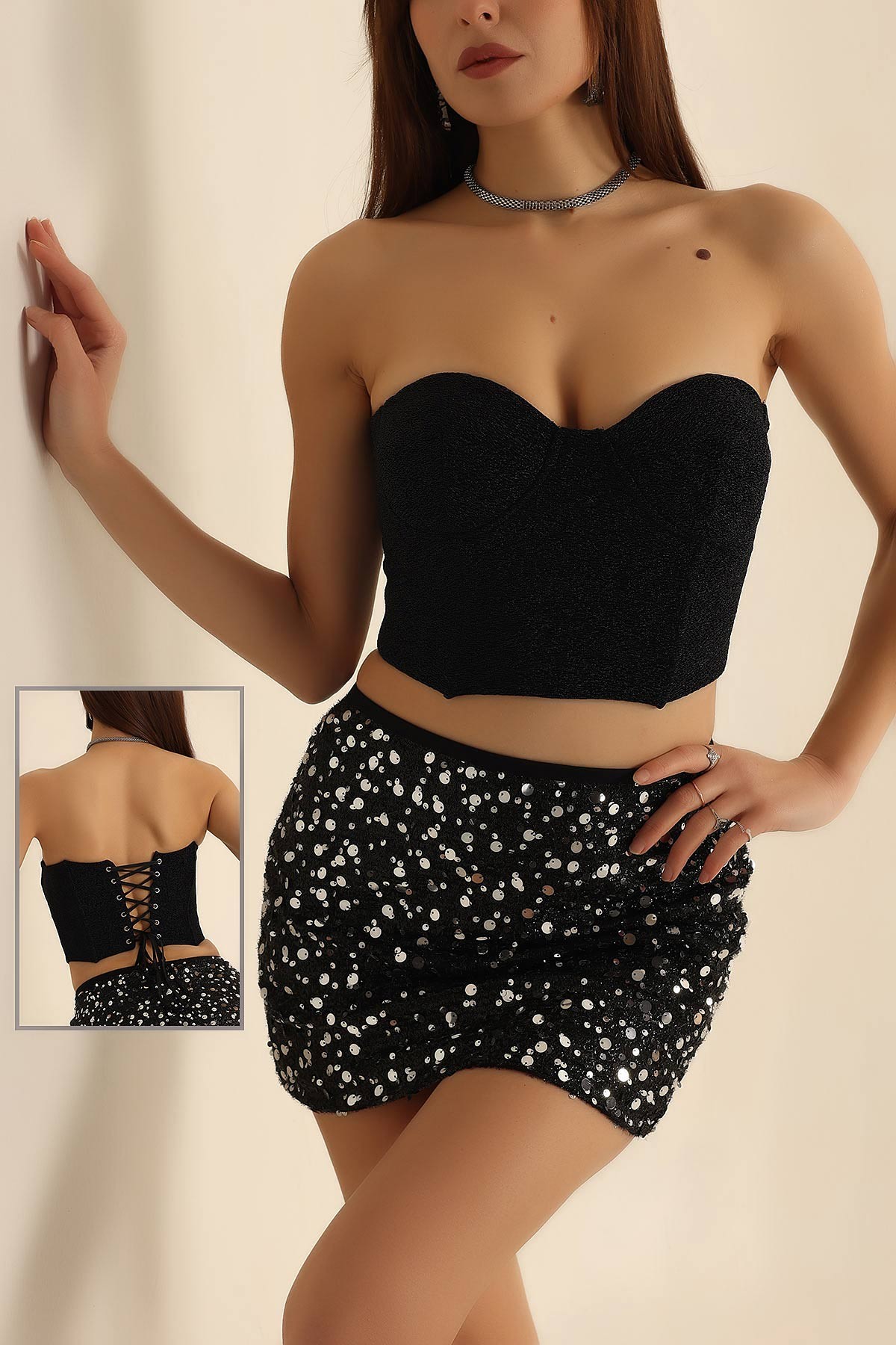 Siyah Kaplı Sim Tasarım Bluz 222854