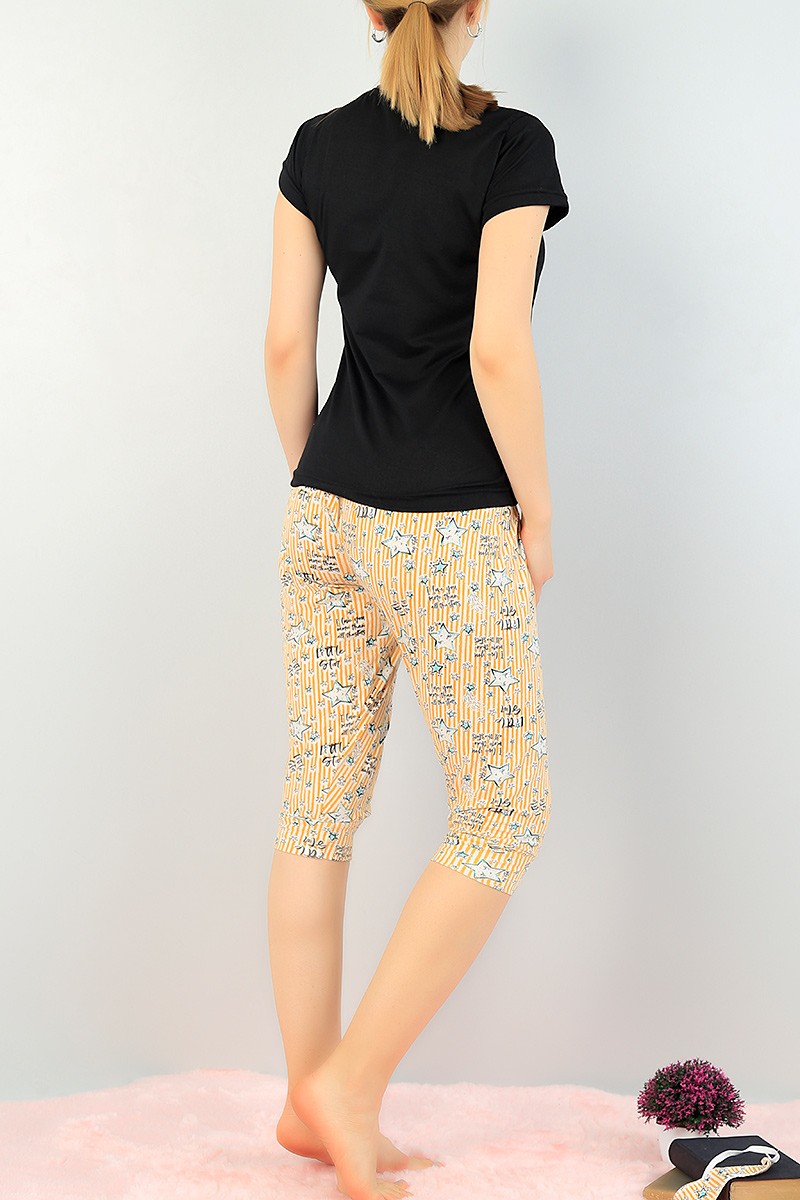 Siyah Kapri Şort Bayan Pijama Takımı 66444