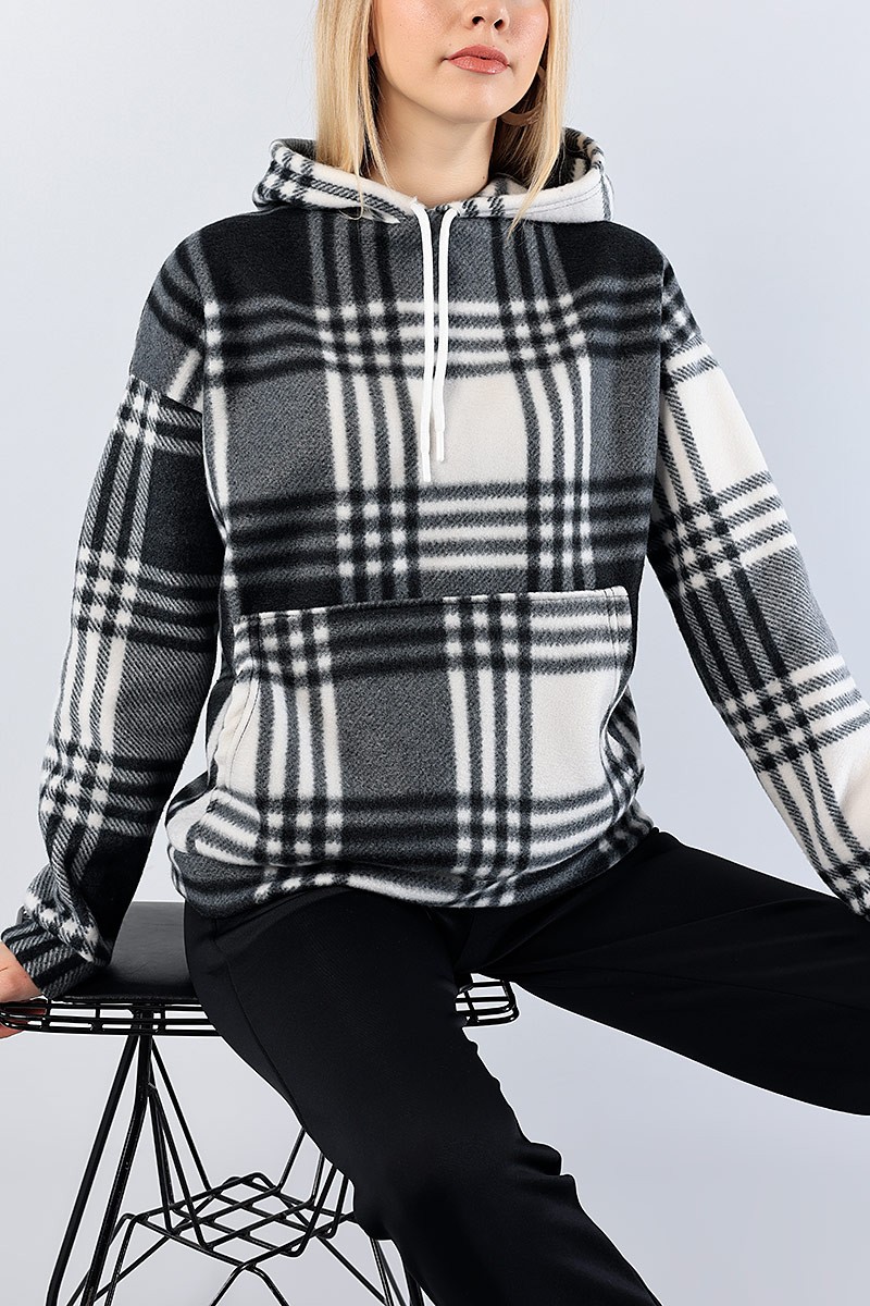 Siyah Kapüşonlu Bayan Polar Sweat 78719