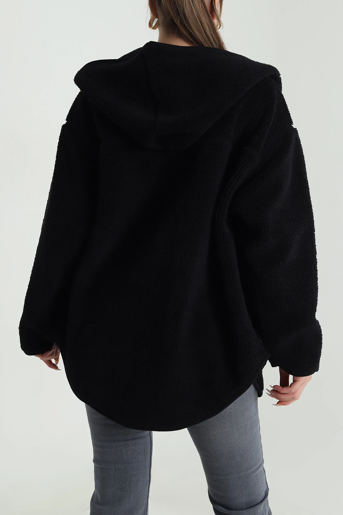 Siyah Kapüşonlu Yeni Sezon Kadın Fermuarlı Sweat 490179