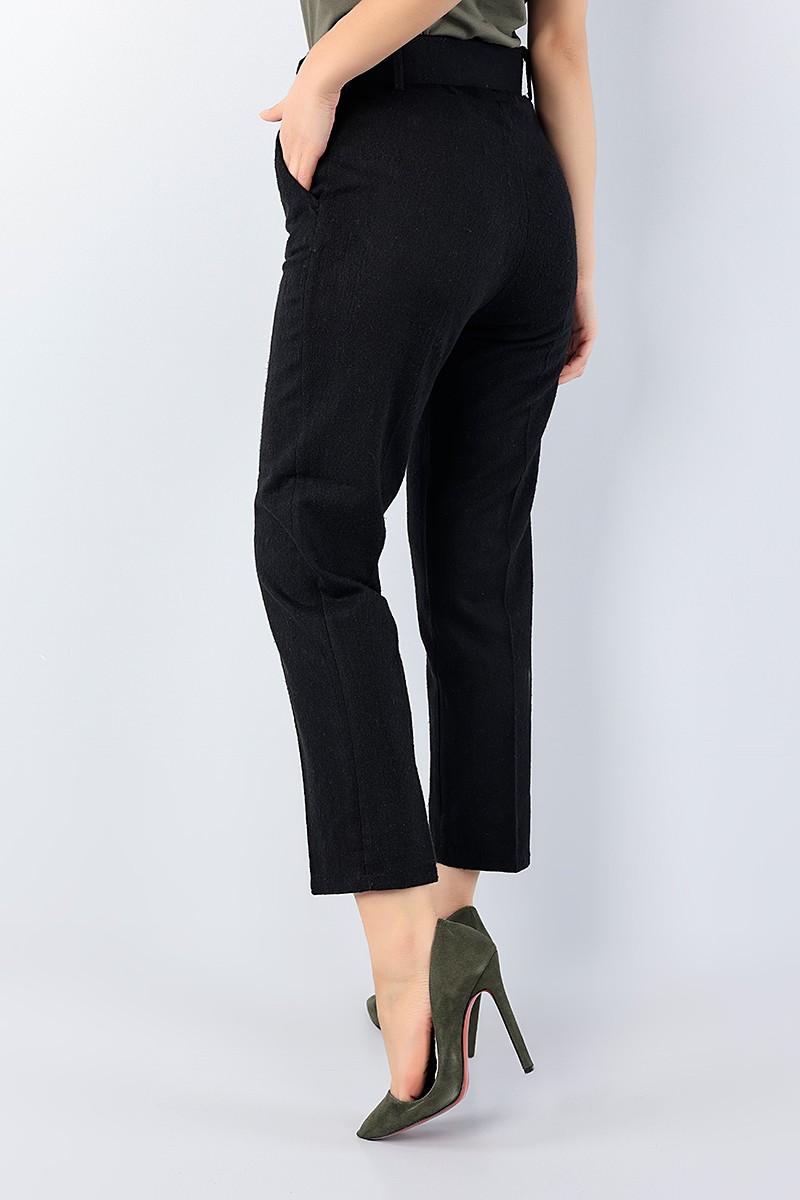 Siyah Kemerli Bayan Kaşmir Pantolon 75697