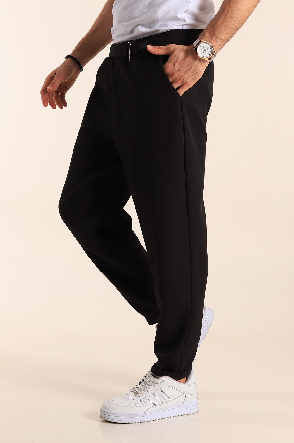 Siyah Kemerli Jogger Erkek Pantolon 187812