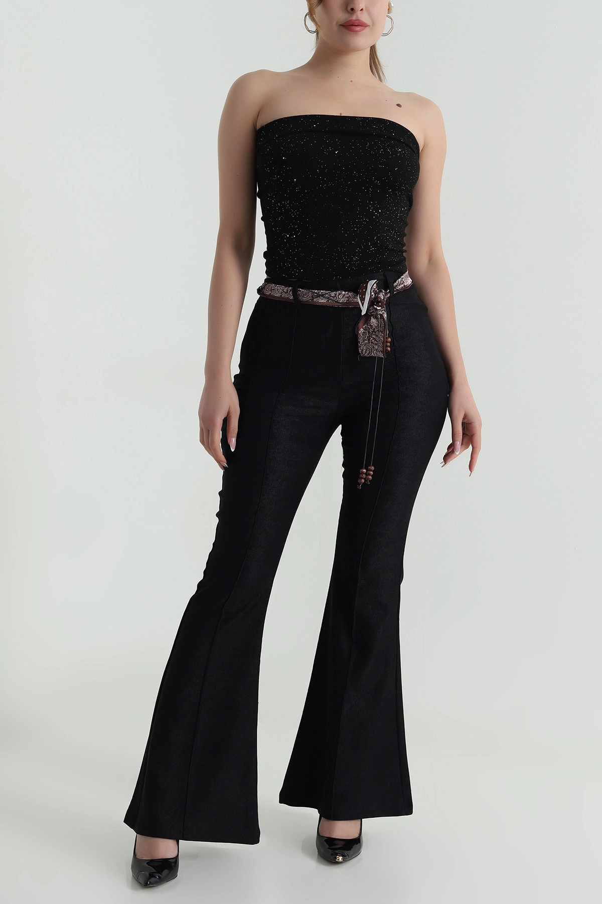 Siyah Kemerli Massimo Kadın Pantolon 485983
