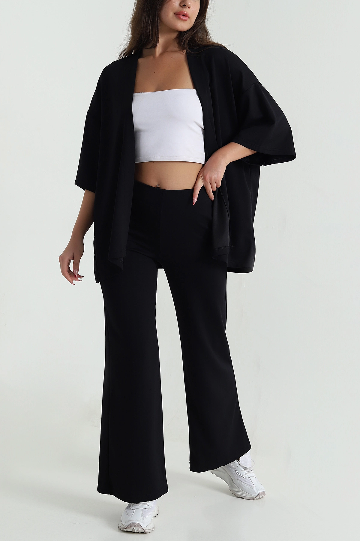 Siyah Kimono Pantolon Kadın İkili Takım 479528