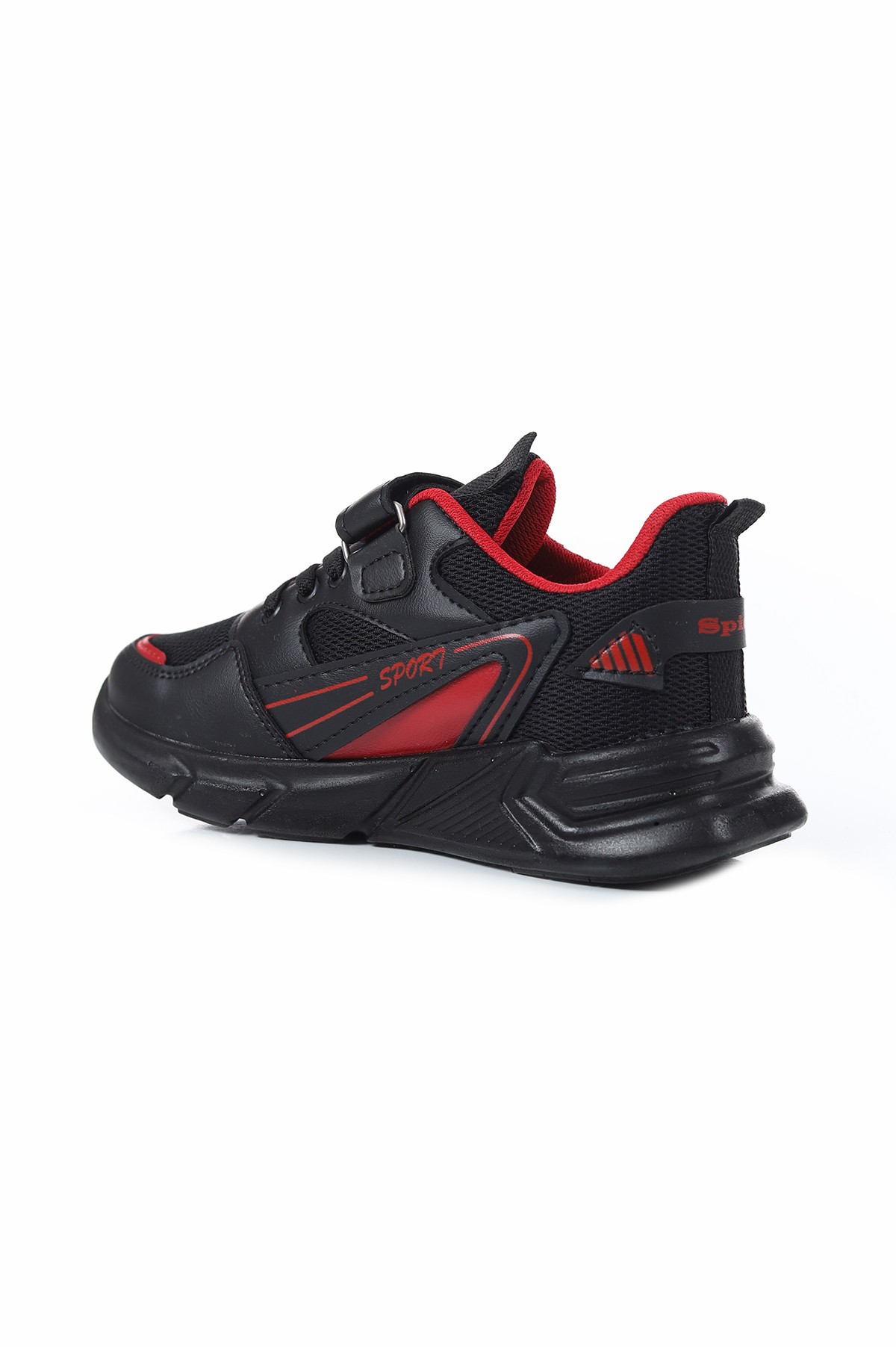 Siyah Kırmızı (31-35 Filet) Cırtlı Lastikli Sport Baskılı Erkek Çocuk Spor Ayakkabı 169061