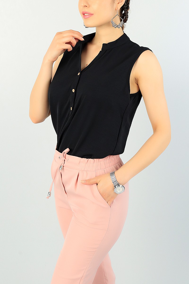 Siyah Kolsuz Aerobin Bluz 67994