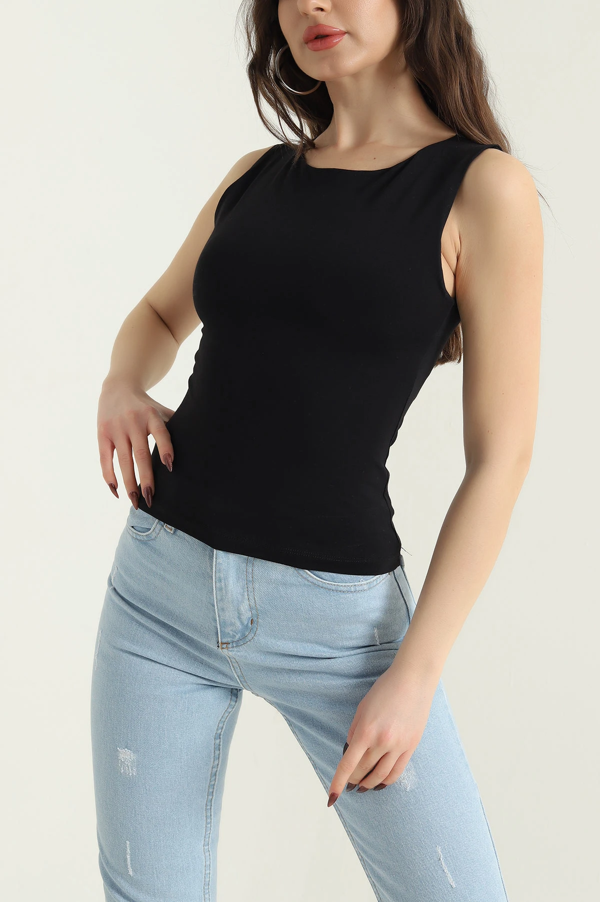 Siyah Kolsuz Oysho Kadın Bluz 432350