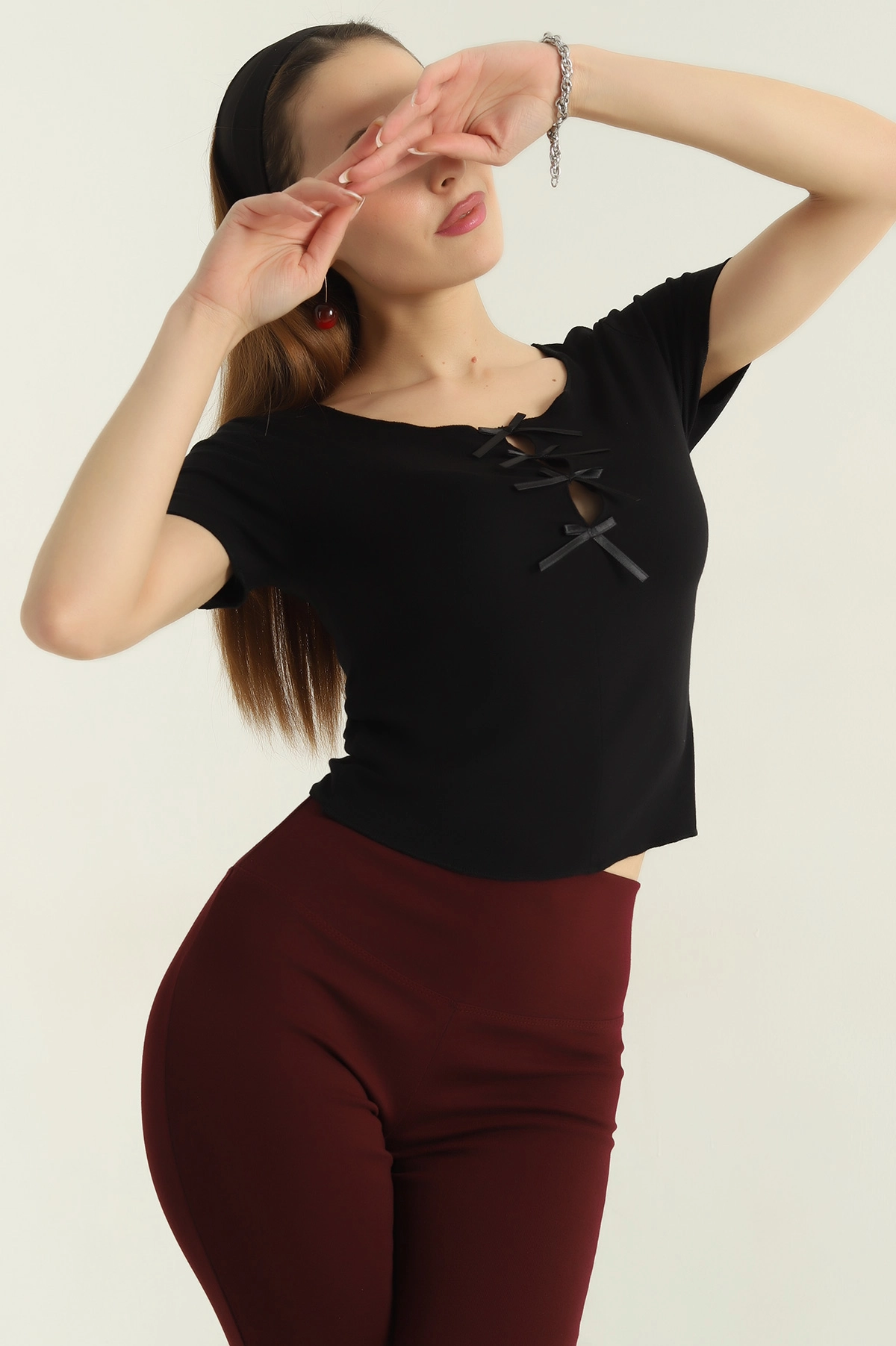 Siyah Kurdela Tasarım Bluz 357407