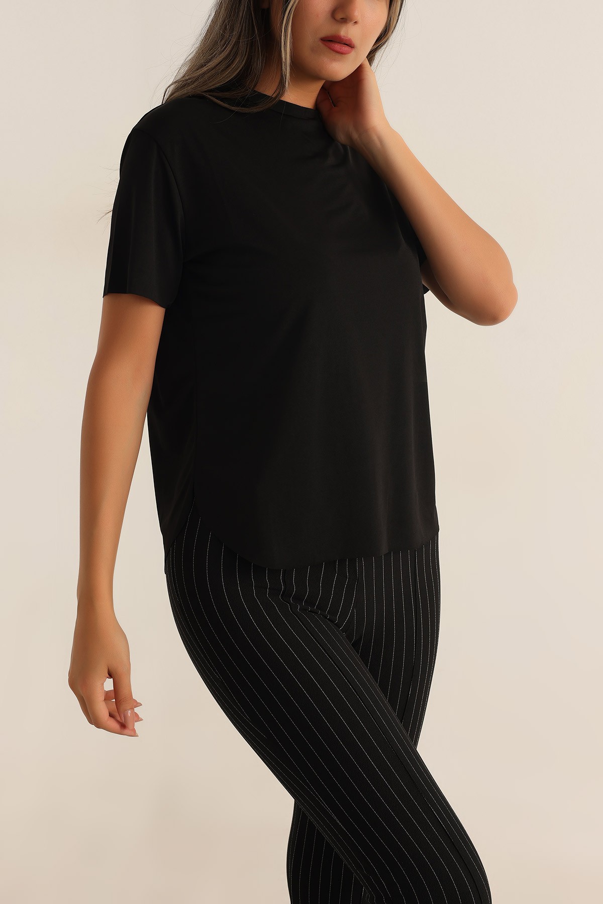 Siyah Lazer Kesim Sandy Bluz 194988