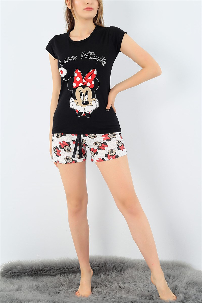 Siyah Likralı Bayan Pijama Takımı 34490
