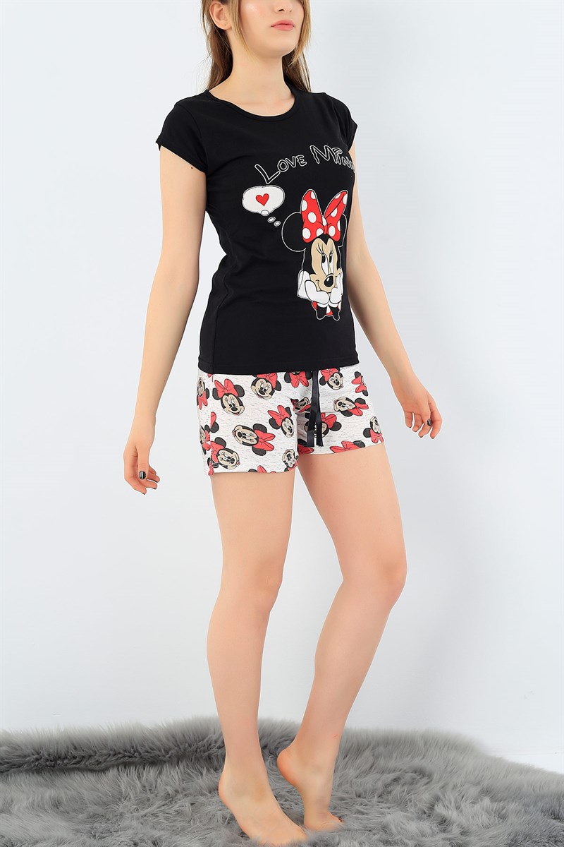 Siyah Likralı Bayan Pijama Takımı 34490